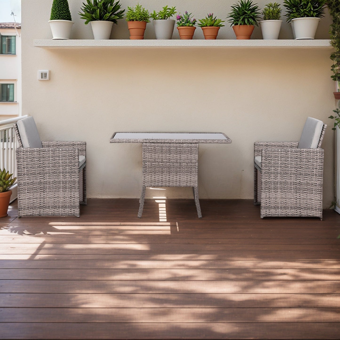 PRE ORDER....Rose Range Rattan Furniture Set for Balcony Poolside in Grey Rattan