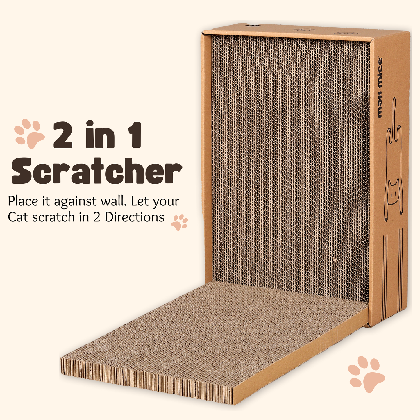 Ultralark Cat Scratching Board with Box, 5 Layers Design Cat Scratching Pad, Reversible Cat Scratcher Cardboard Lounge Bed, Corrugated Cardboard Cat Scratcher for Indoor Kitty