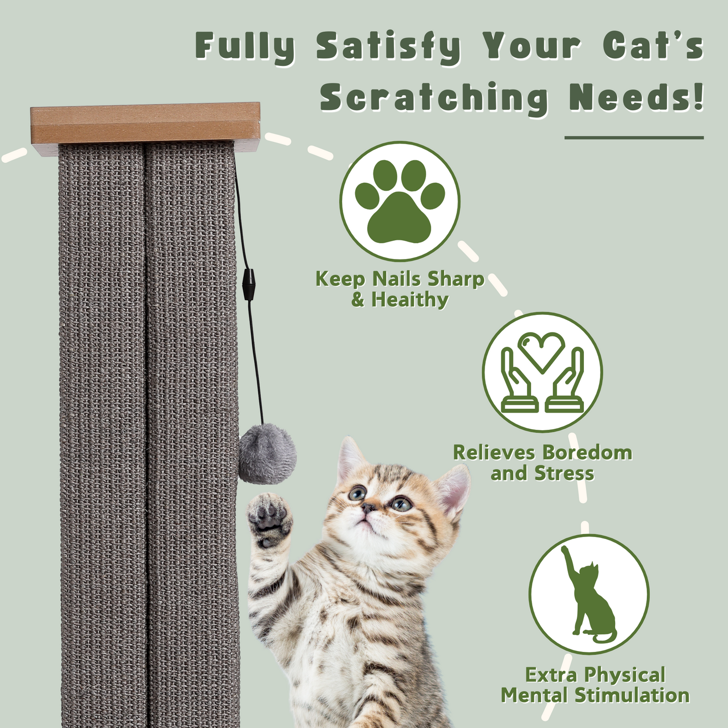 Ultralark Ultimate Heavy Duty Cat Scratching Post, Large Vertical Roman Column with Durable, Wear-Resistant gisal for Endless Scratching Enioyment( Grey)