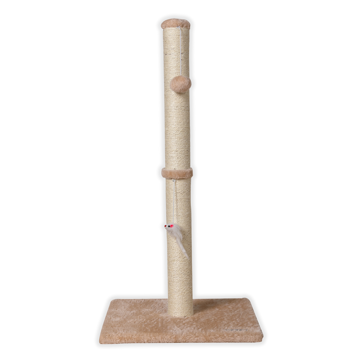Ultralark Cat Scratching Post – Tall Sisal Scratch Tower with Hanging Ball & Mouse, Sturdy Base for Kittens & Adult Cats (Beige)
