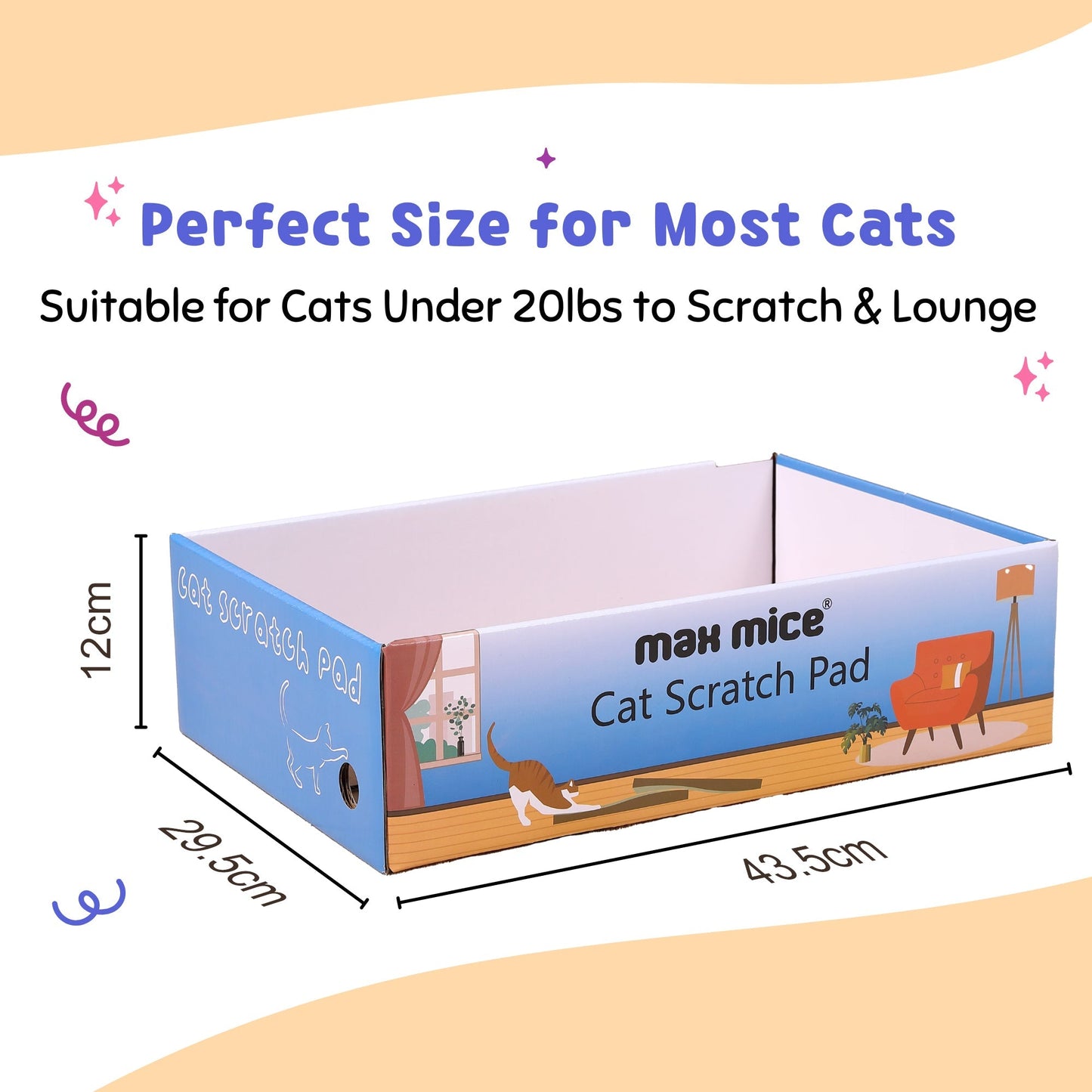 Ultralark Cat Scratching Board with Box, 4 Layers Design Cat Scratching Pad, Reversible Cat Scratcher Cardboard Lounge Bed, Corrugated Cardboard Cat Scratcher for Indoor Kitty