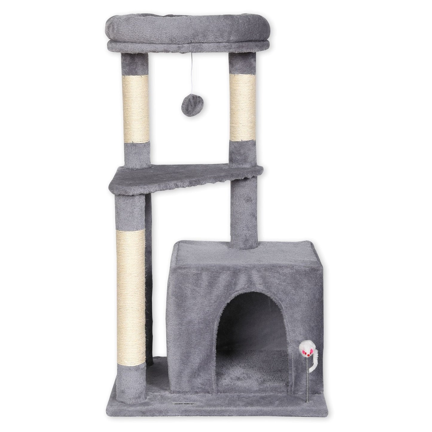 Ultralark Tree Tower Scratching Posts Multilevel Cat Climbing House with Condos & Ladder Cat Activity Centre for Indoor Cats, Grey