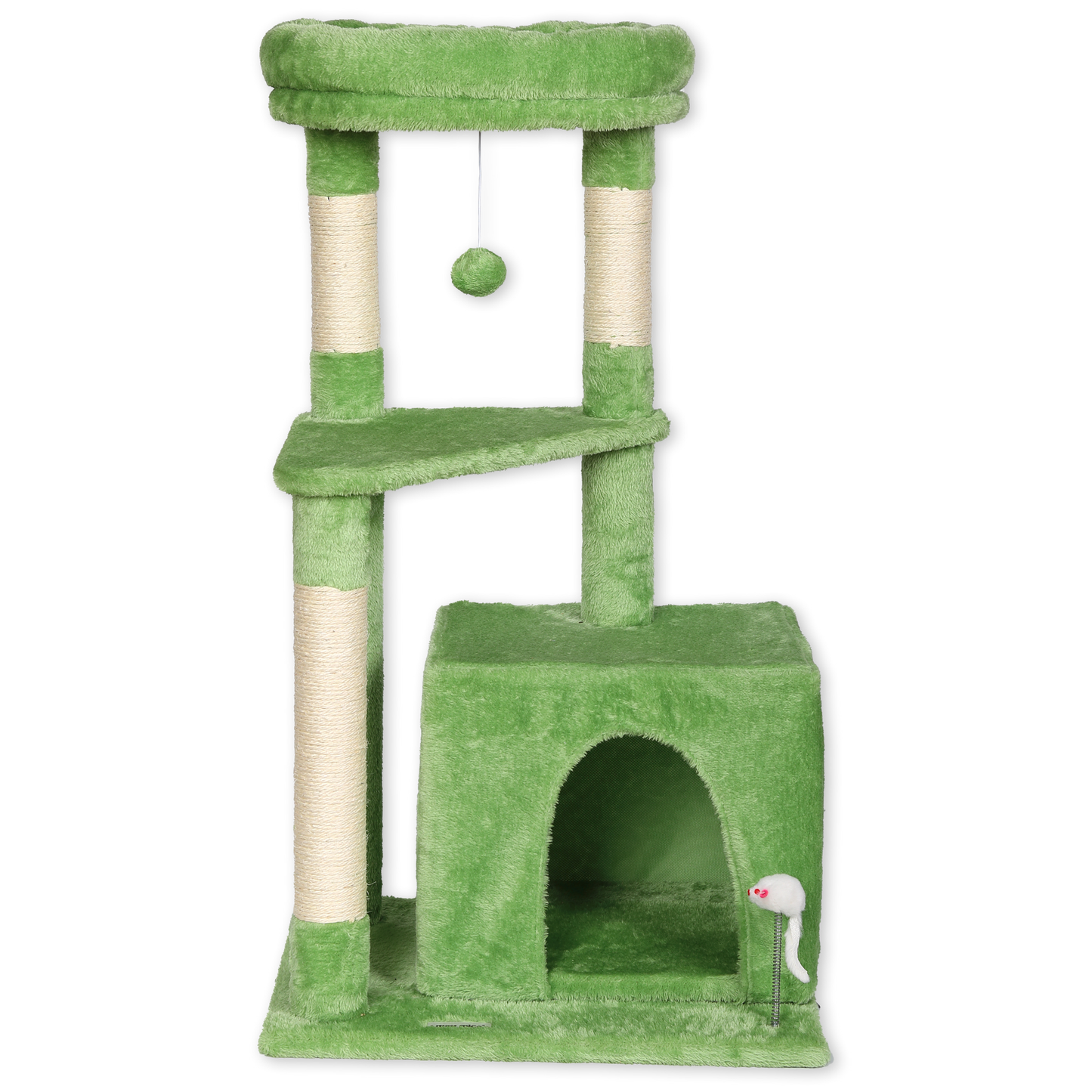 Ultralark Tree Tower Scratching Posts Multilevel Cat Climbing House with Condos & Ladder Cat Activity Centre for Indoor Cats, Green