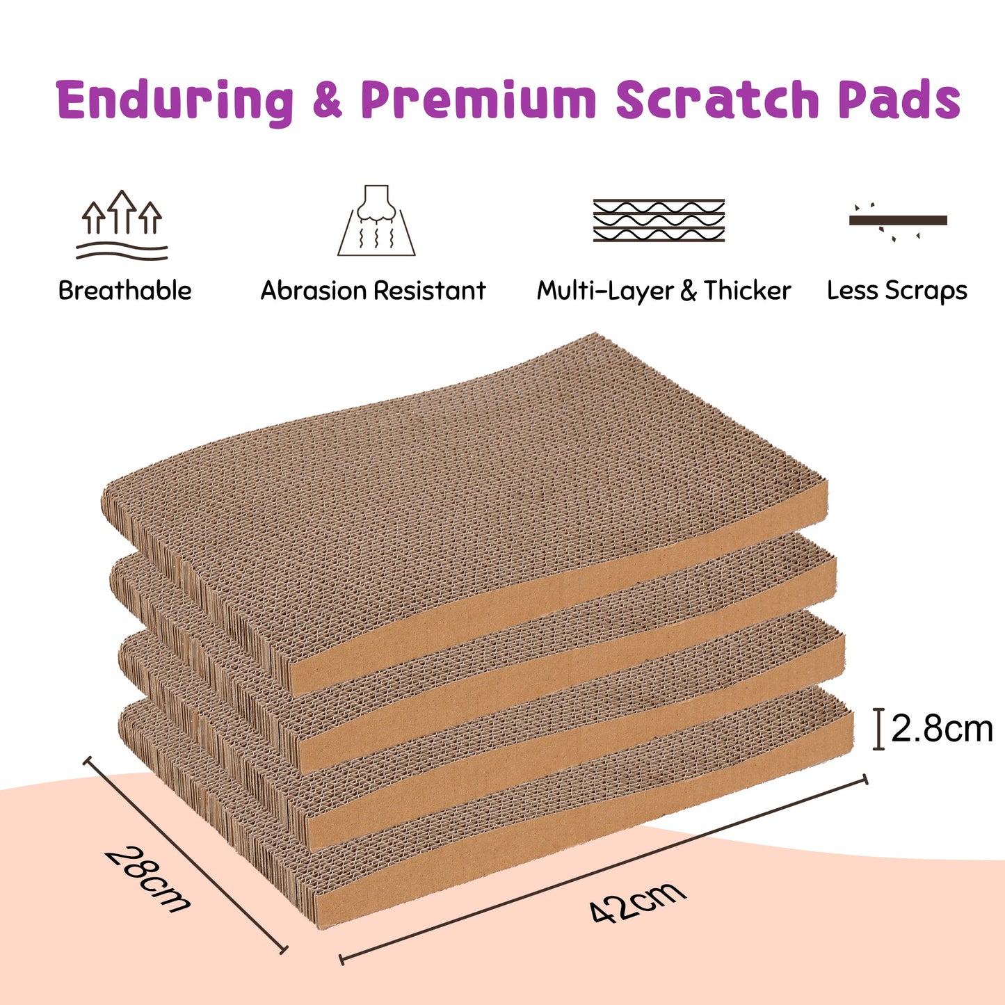 Ultralark Cat Scratching Board with Box, 4 Layers Design Cat Scratching Pad, Reversible Cat Scratcher Cardboard Lounge Bed, Corrugated Cardboard Cat Scratcher for Indoor Kitty