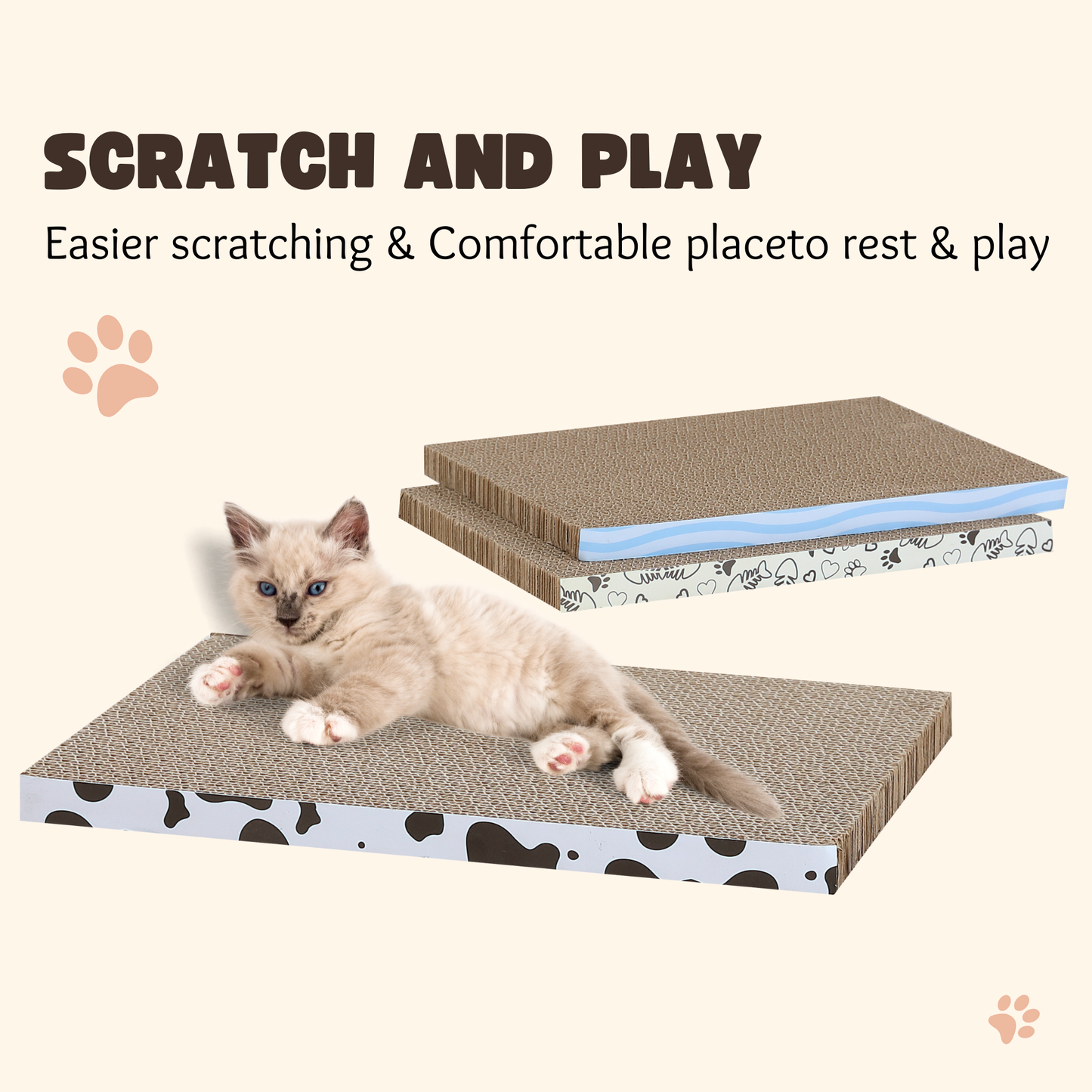 Ultralark Cat Scratching Boards – Cardboard Cat Scratcher Pack of 3, Cat Scratchers for Indoor Cats, Durable Cat Lounger – 42 * 28 * 2.5cm