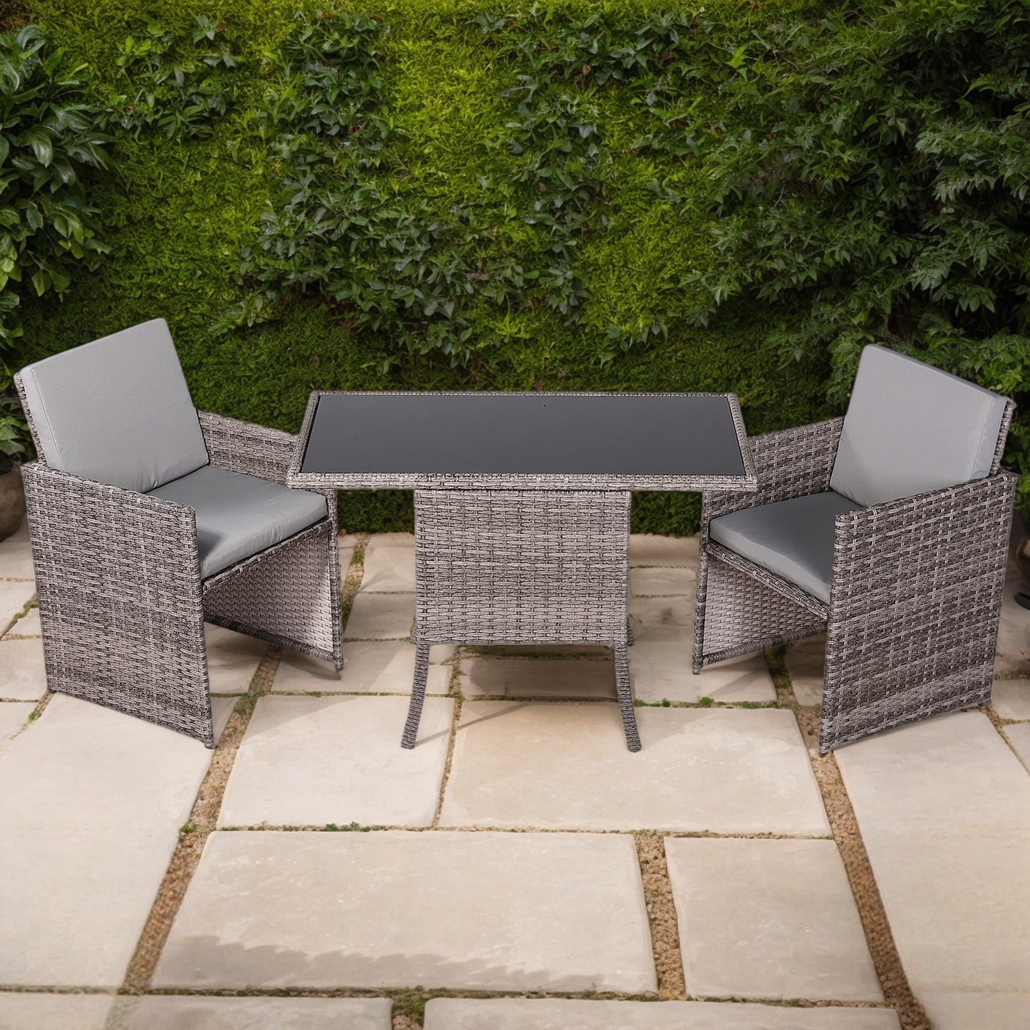 PRE ORDER....Rose Range Rattan Furniture Set for Balcony Poolside in Grey Rattan