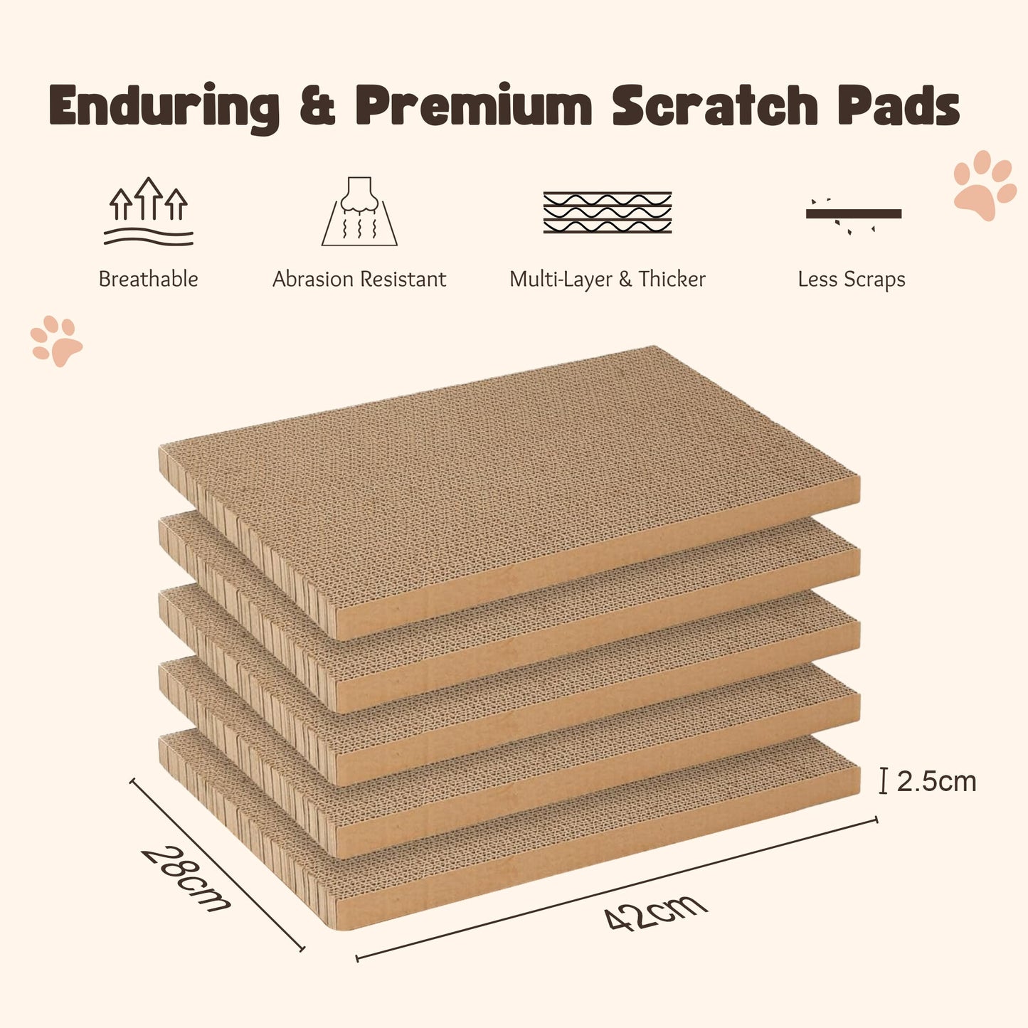 Ultralark Cat Scratching Board with Box, 5 Layers Design Cat Scratching Pad, Reversible Cat Scratcher Cardboard Lounge Bed, Corrugated Cardboard Cat Scratcher for Indoor Kitty