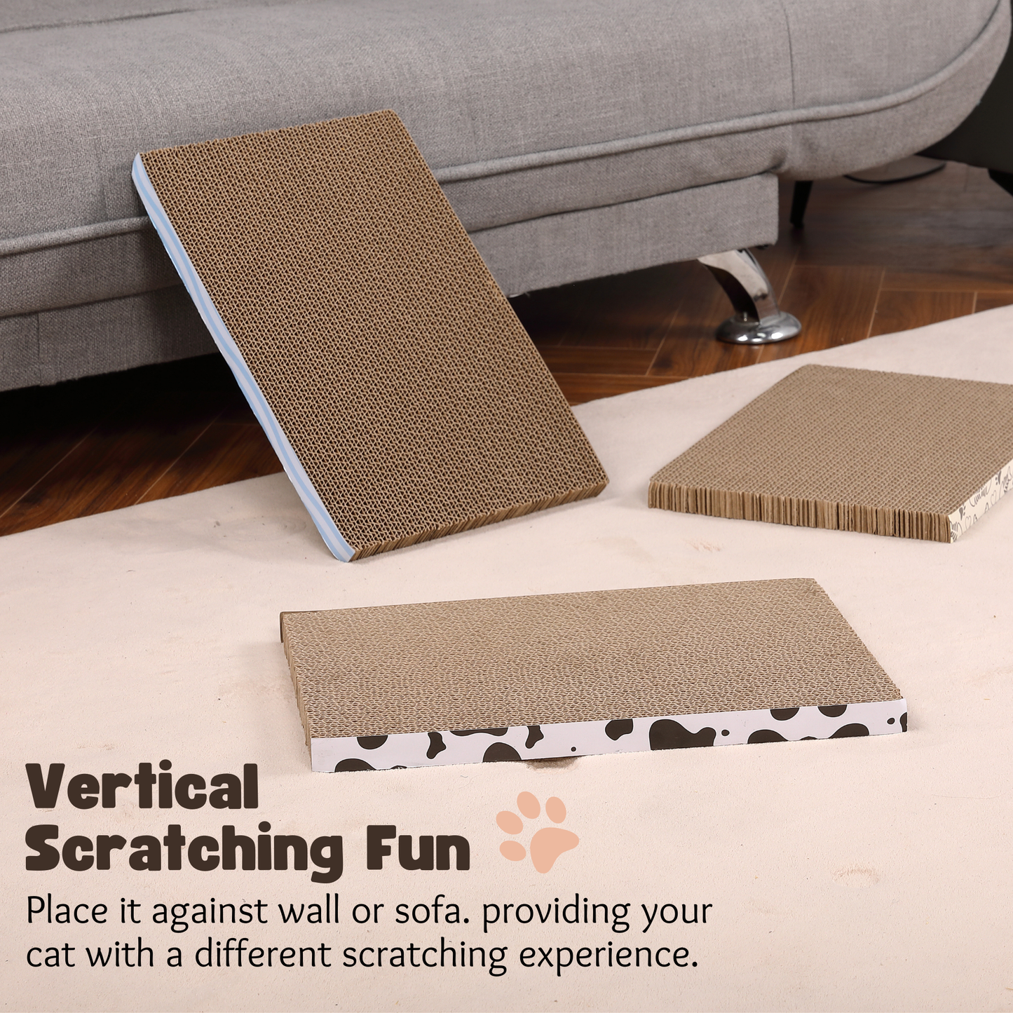 Ultralark Cat Scratching Boards – Cardboard Cat Scratcher Pack of 3, Cat Scratchers for Indoor Cats, Durable Cat Lounger – 42 * 28 * 2.5cm