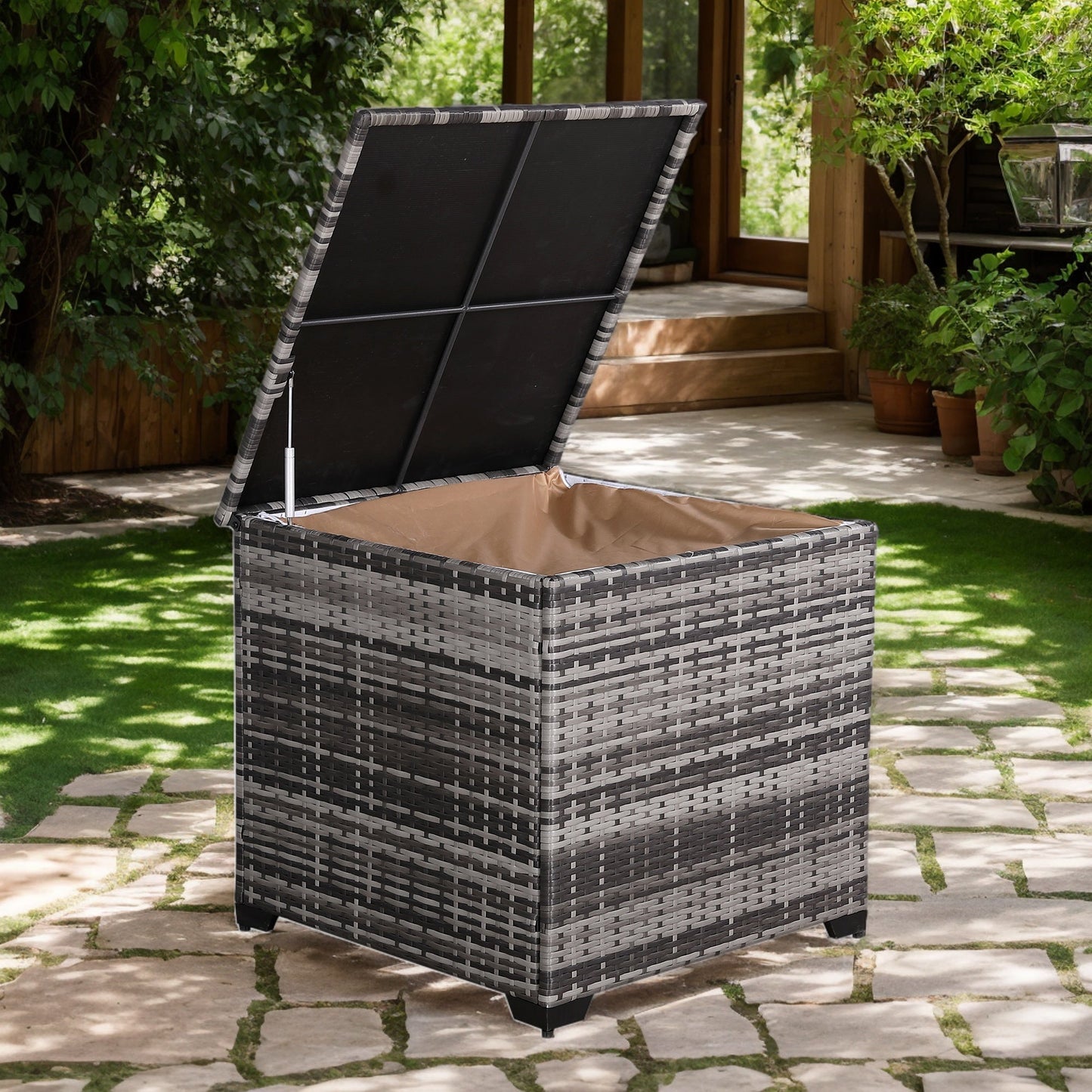 Due in 02/05/25 Modern Range Square Storage Box in Grey Rattan