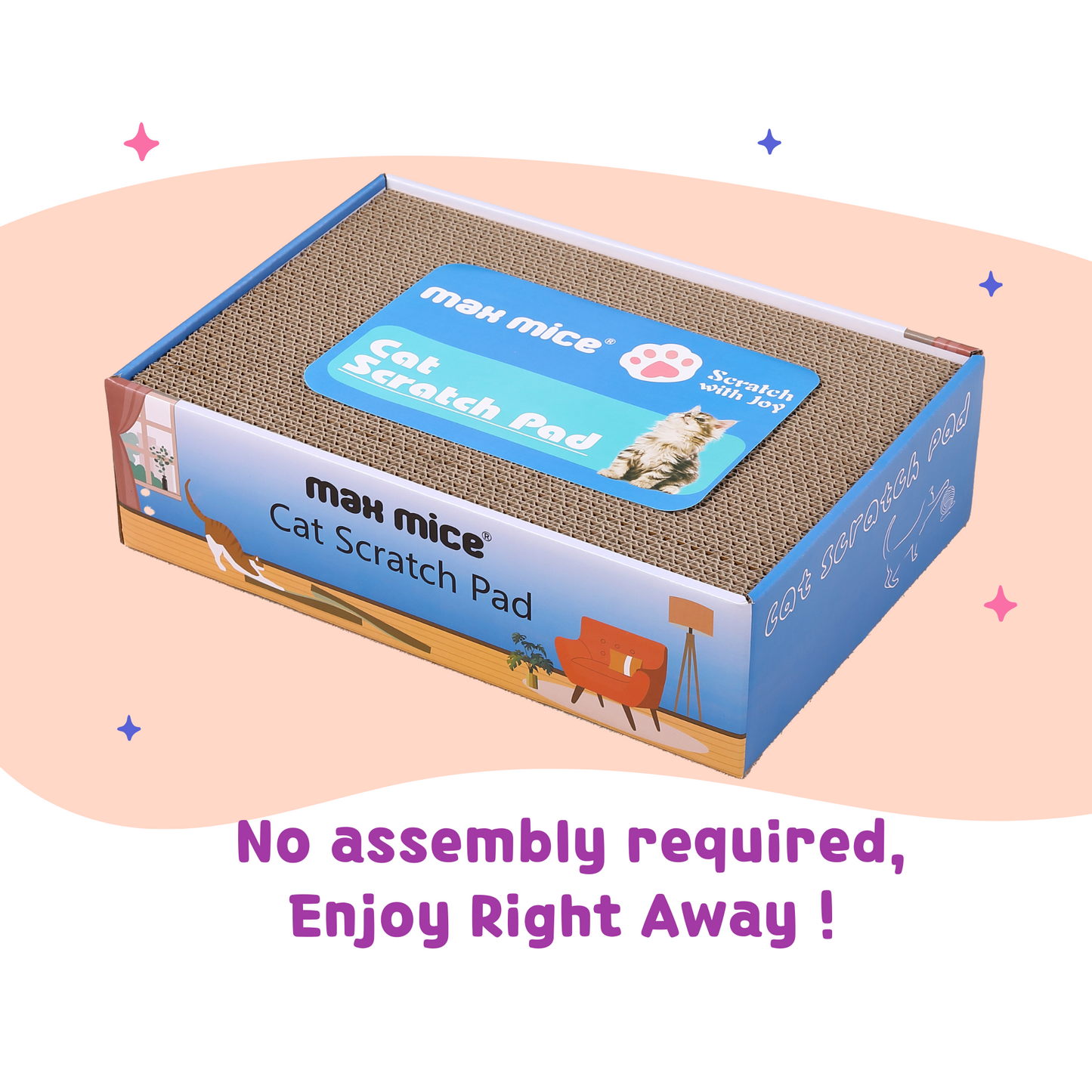 Ultralark Cat Scratching Board with Box, 4 Layers Design Cat Scratching Pad, Reversible Cat Scratcher Cardboard Lounge Bed, Corrugated Cardboard Cat Scratcher for Indoor Kitty