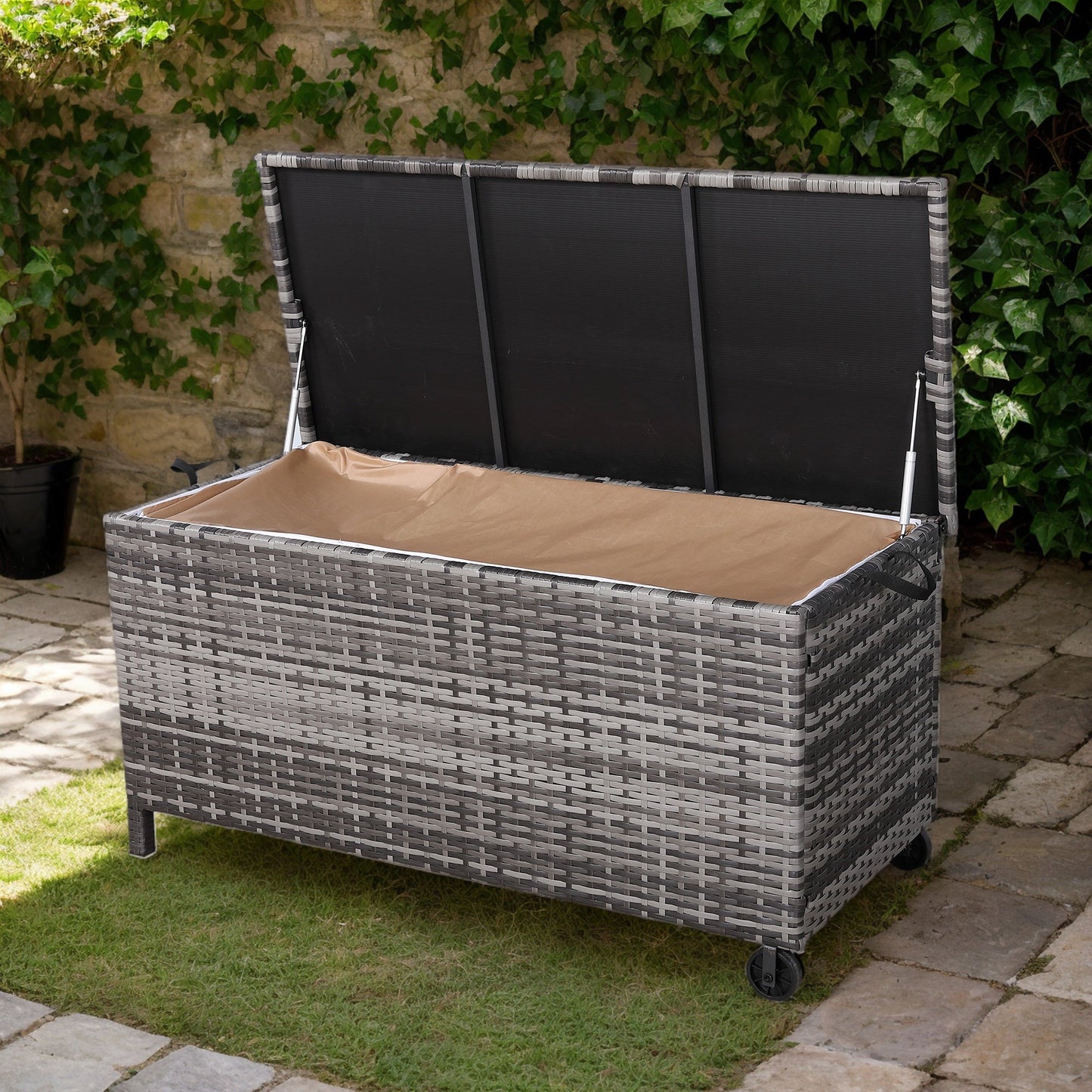 Due in 02/05/25 Modern Range Large Storage Box in Grey Rattan