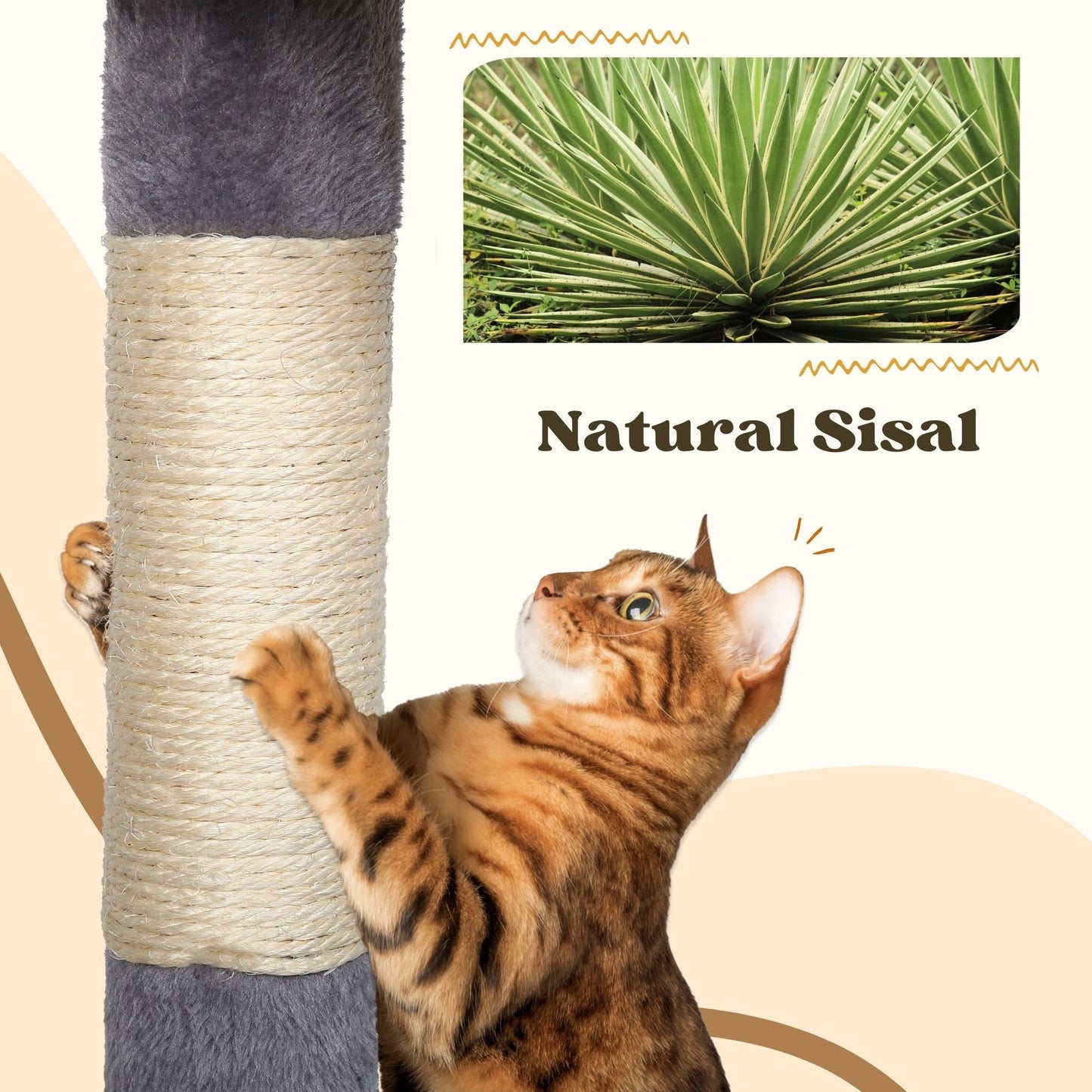 Ultralark Tree Tower Scratching Posts Multilevel Cat Climbing House with Condos & Ladder Cat Activity Centre for Indoor Cats, Grey
