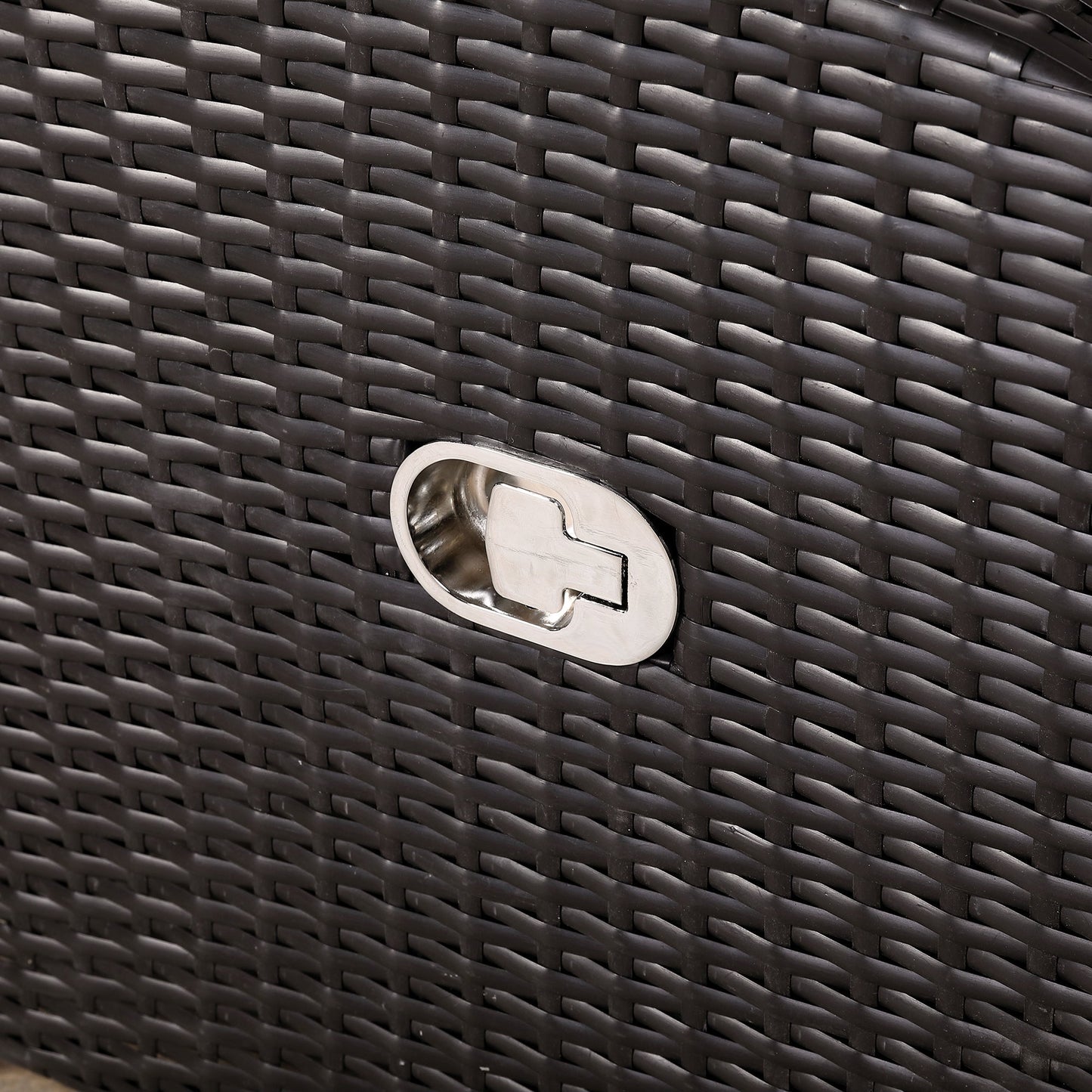 Ebony Range Reclining Armchair with Flip Table in Dark Brown Weave and Grey Cushion