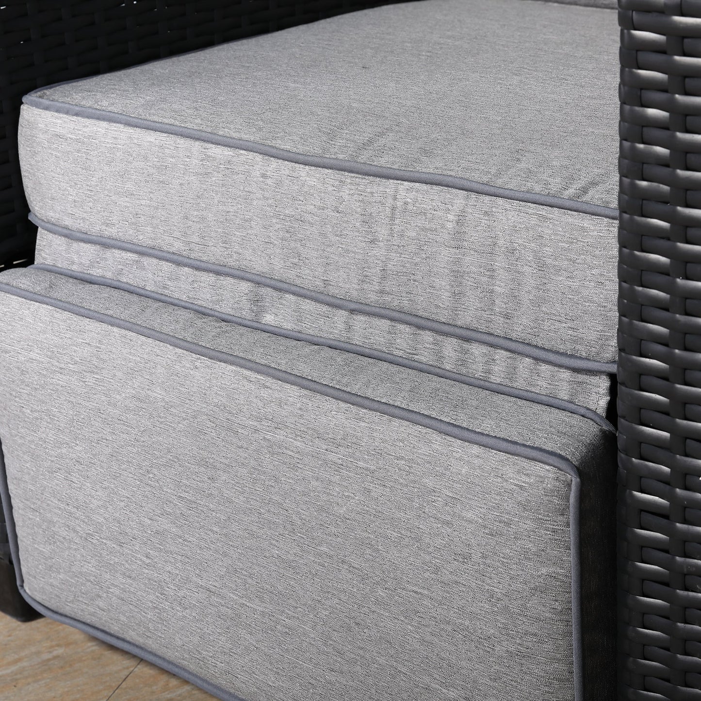 Ebony Range Reclining Armchair with Flip Table in Dark Brown Weave and Grey Cushion