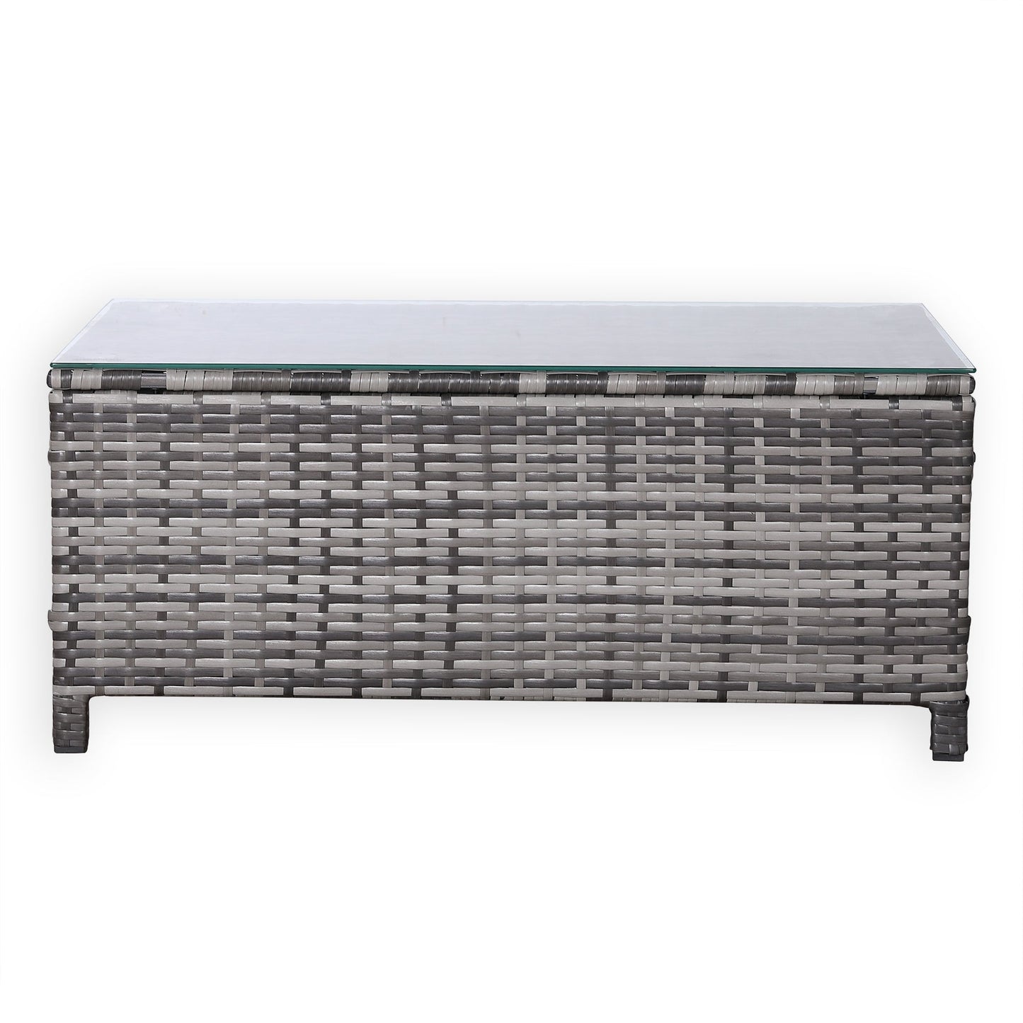 Due in 02/05/25 Modern Range Long Side Table in Grey Rattan