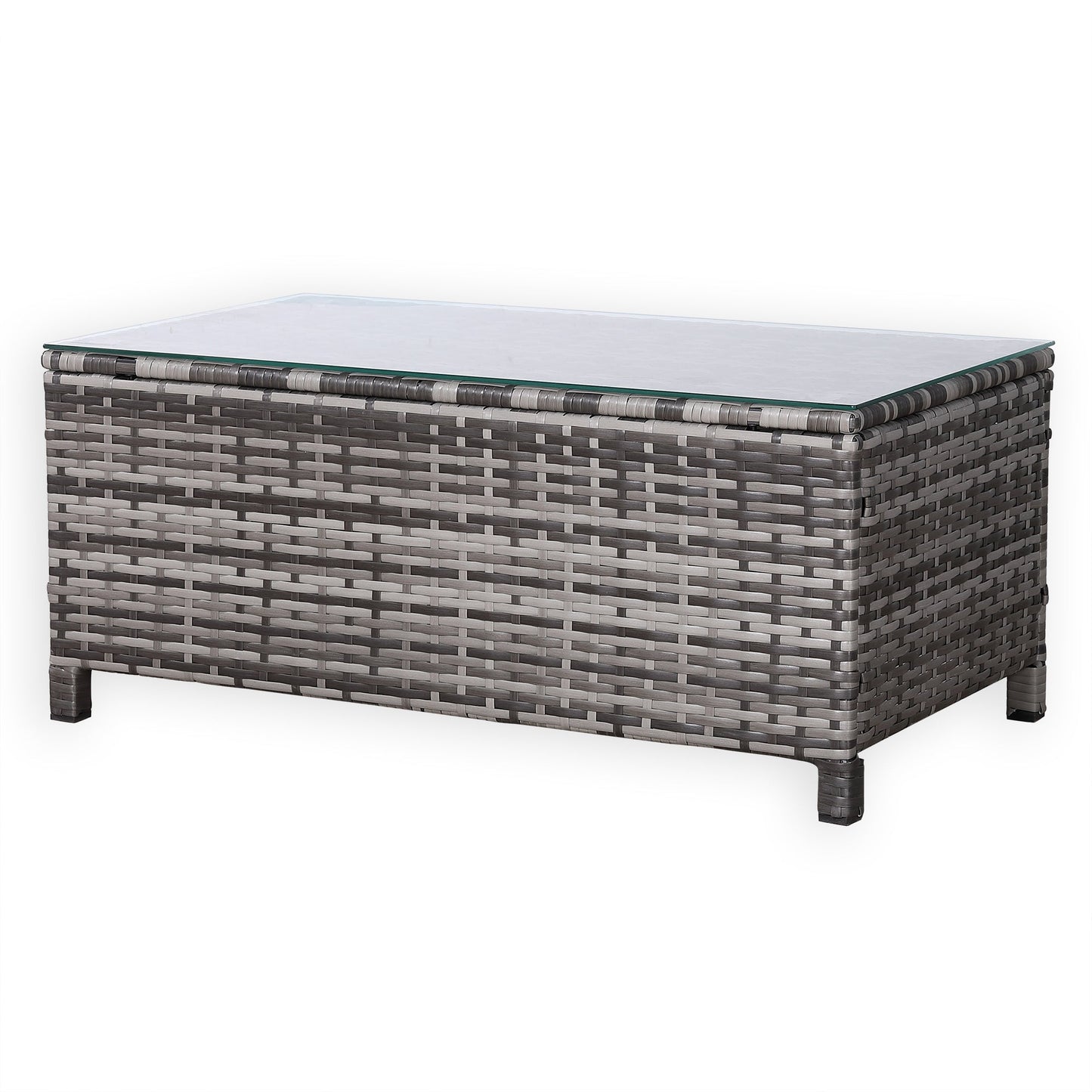 Due in 02/05/25 Modern Range Long Side Table in Grey Rattan