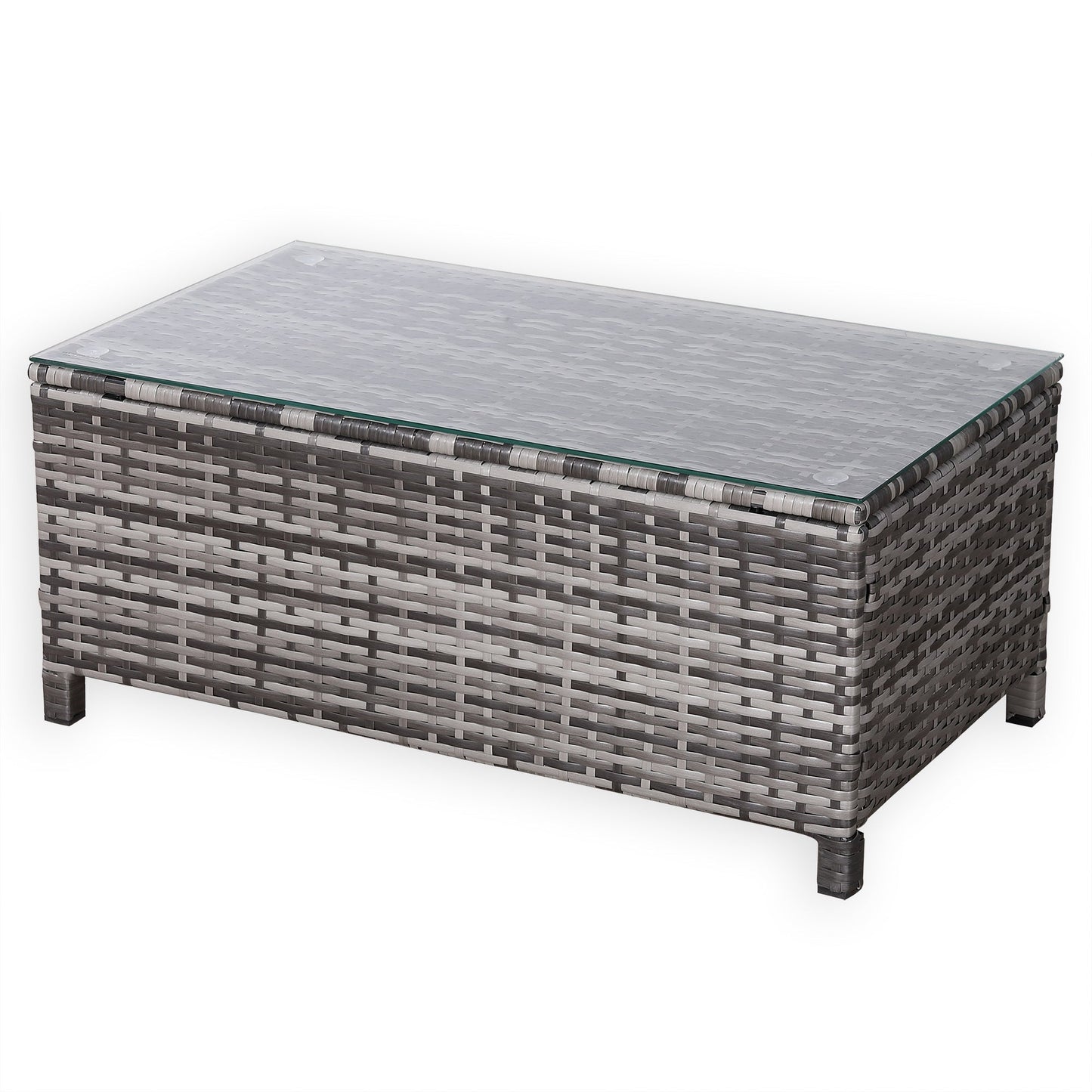 Due in 02/05/25 Modern Range Long Side Table in Grey Rattan