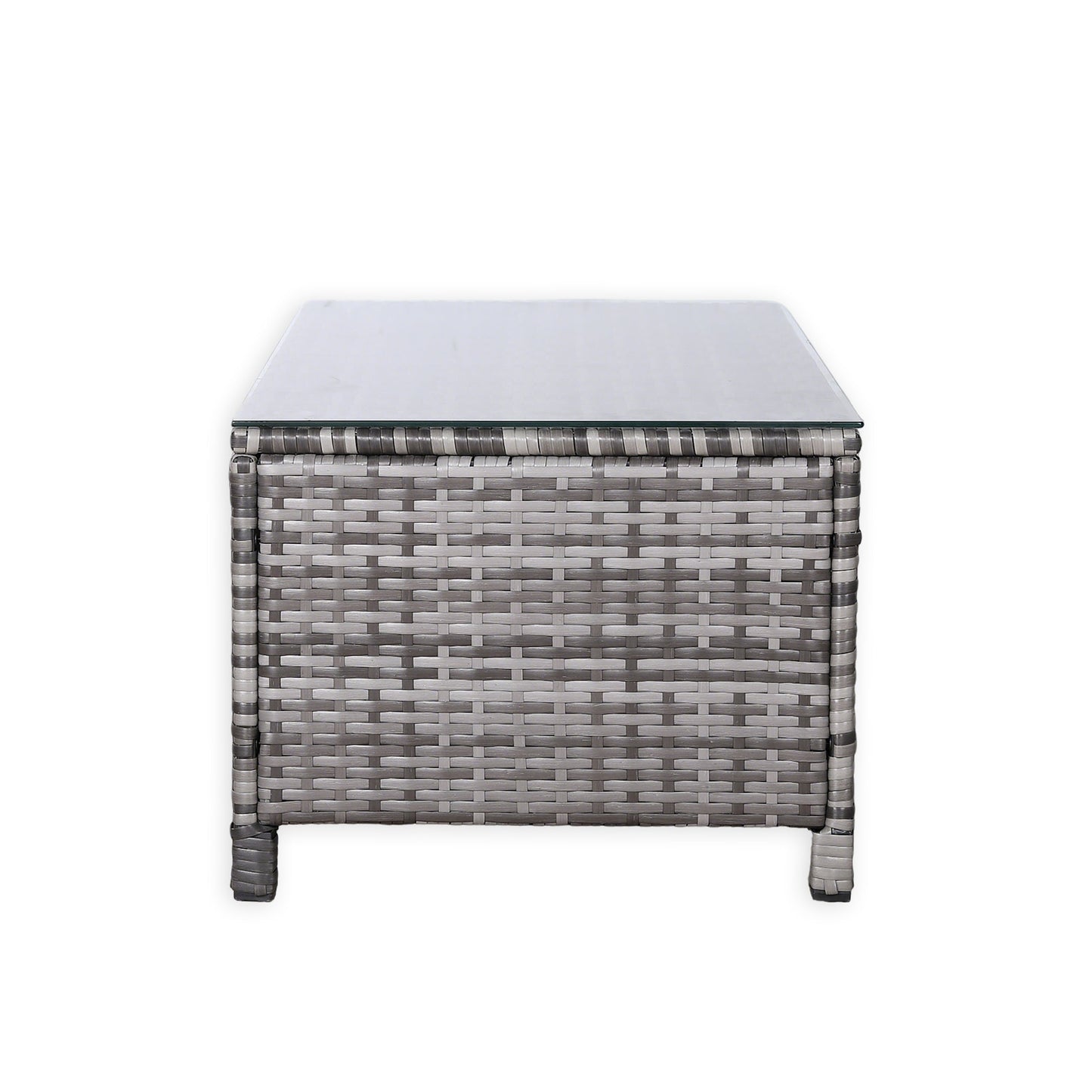 Due in 02/05/25 Modern Range Long Side Table in Grey Rattan