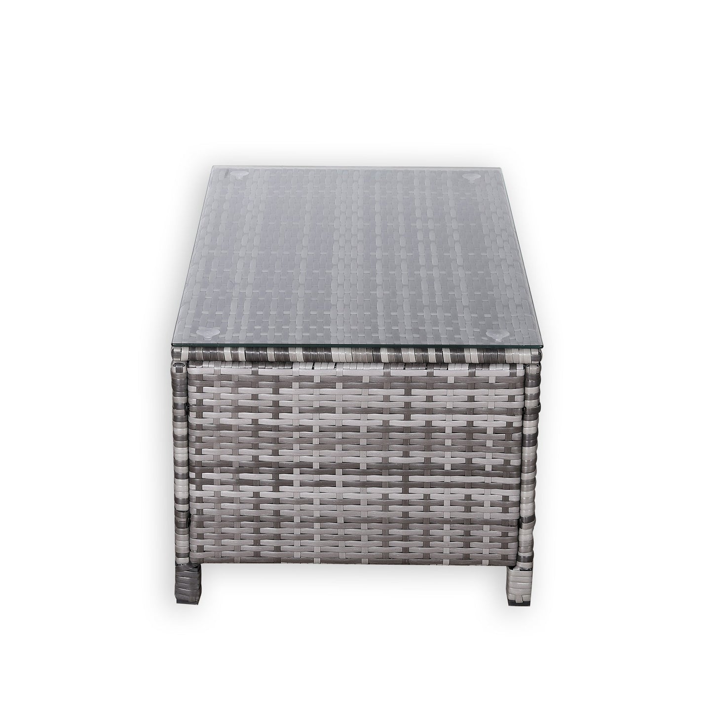 Due in 02/05/25 Modern Range Long Side Table in Grey Rattan
