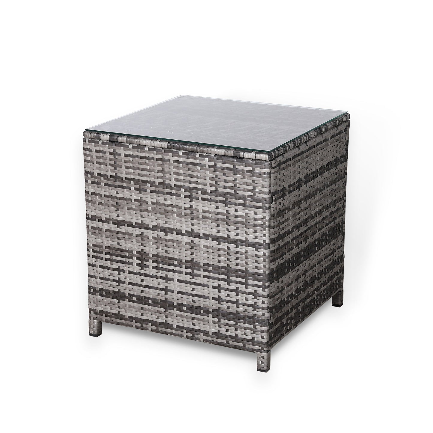 Due in 02/05/25 Modern Range Square High Side Table in Grey Rattan