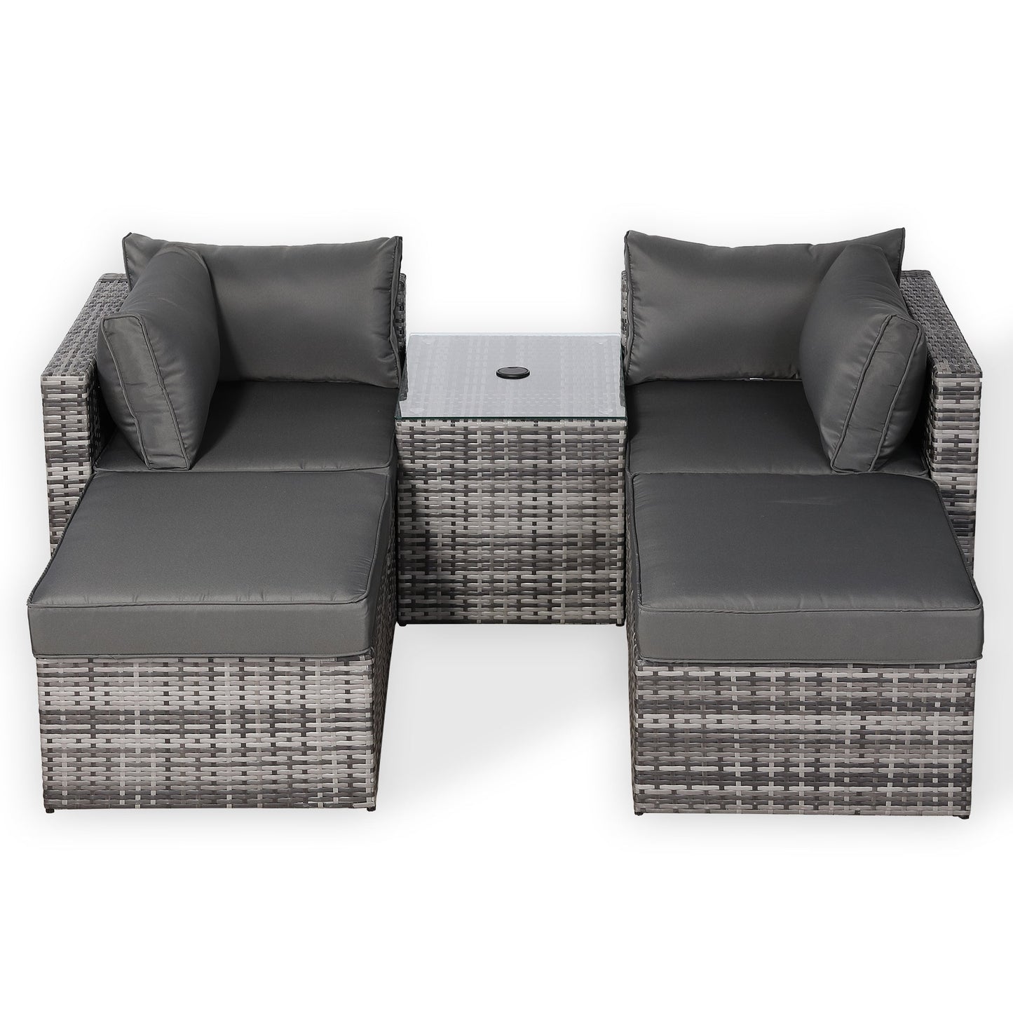 PRE ORDER... Modern Range Lounger Chaise Sofa Set with Side Table in Grey Rattan