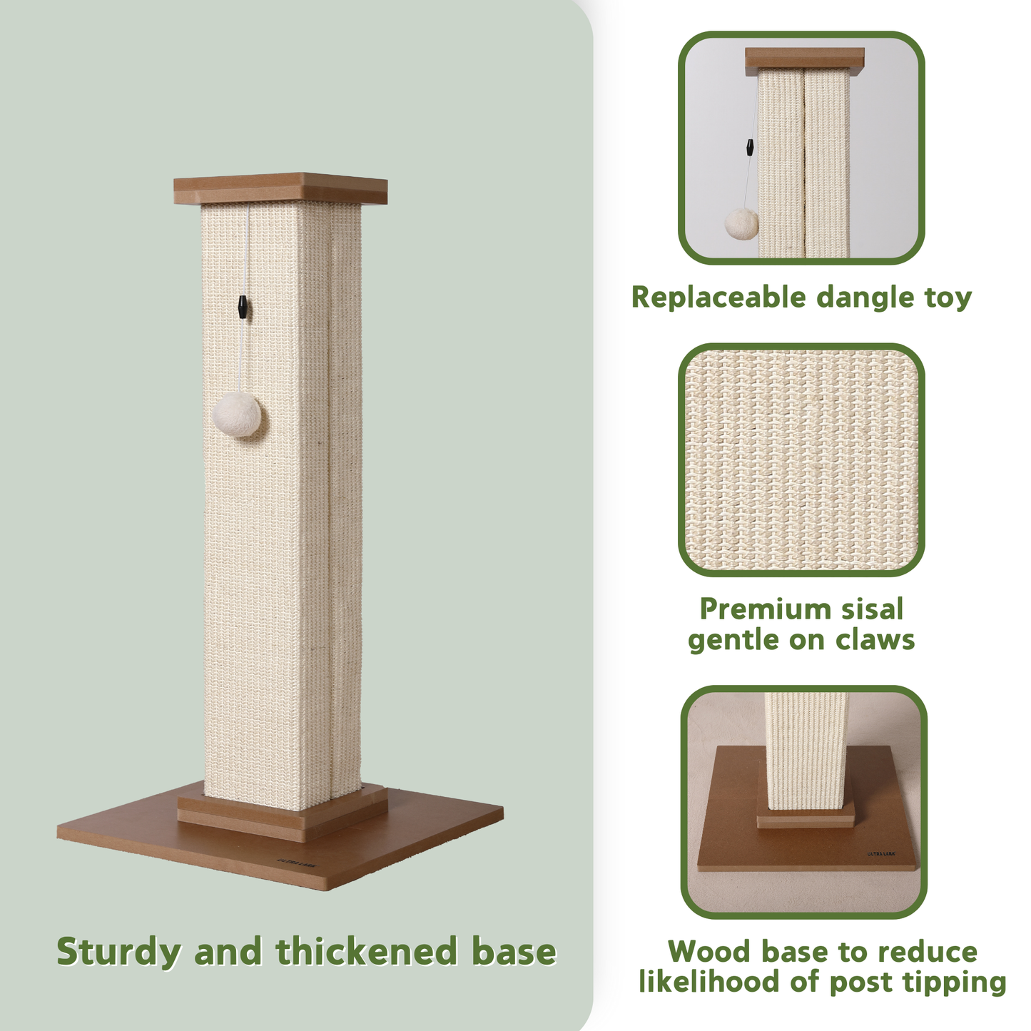 Ultralark Ultimate Heavy Duty Cat Scratching Post, Large Vertical Roman Column with Durable, Wear-Resistant gisal for Endless Scratching Enioyment(White)