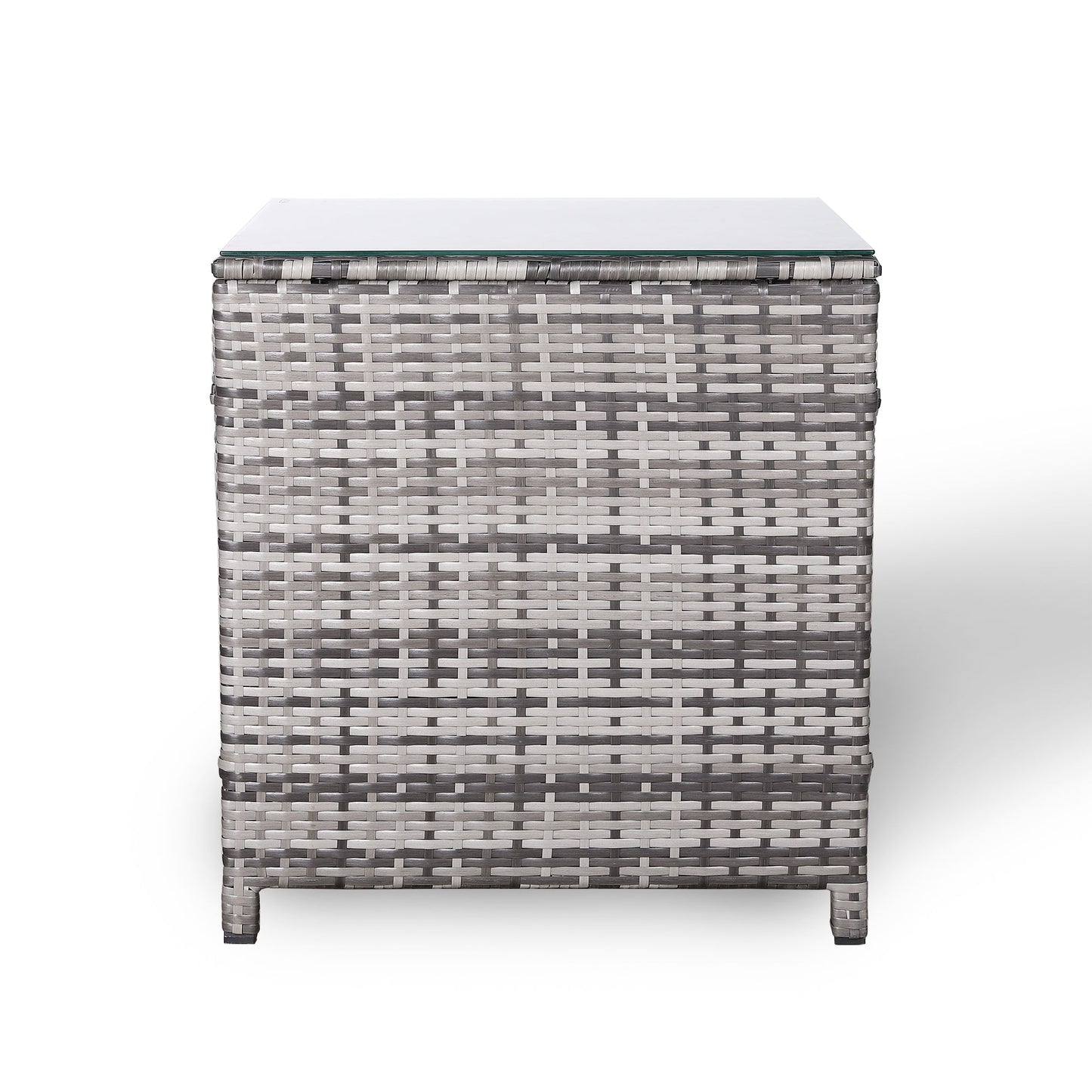 Due in 02/05/25  Modern Range Square High Side Table in Grey Rattan