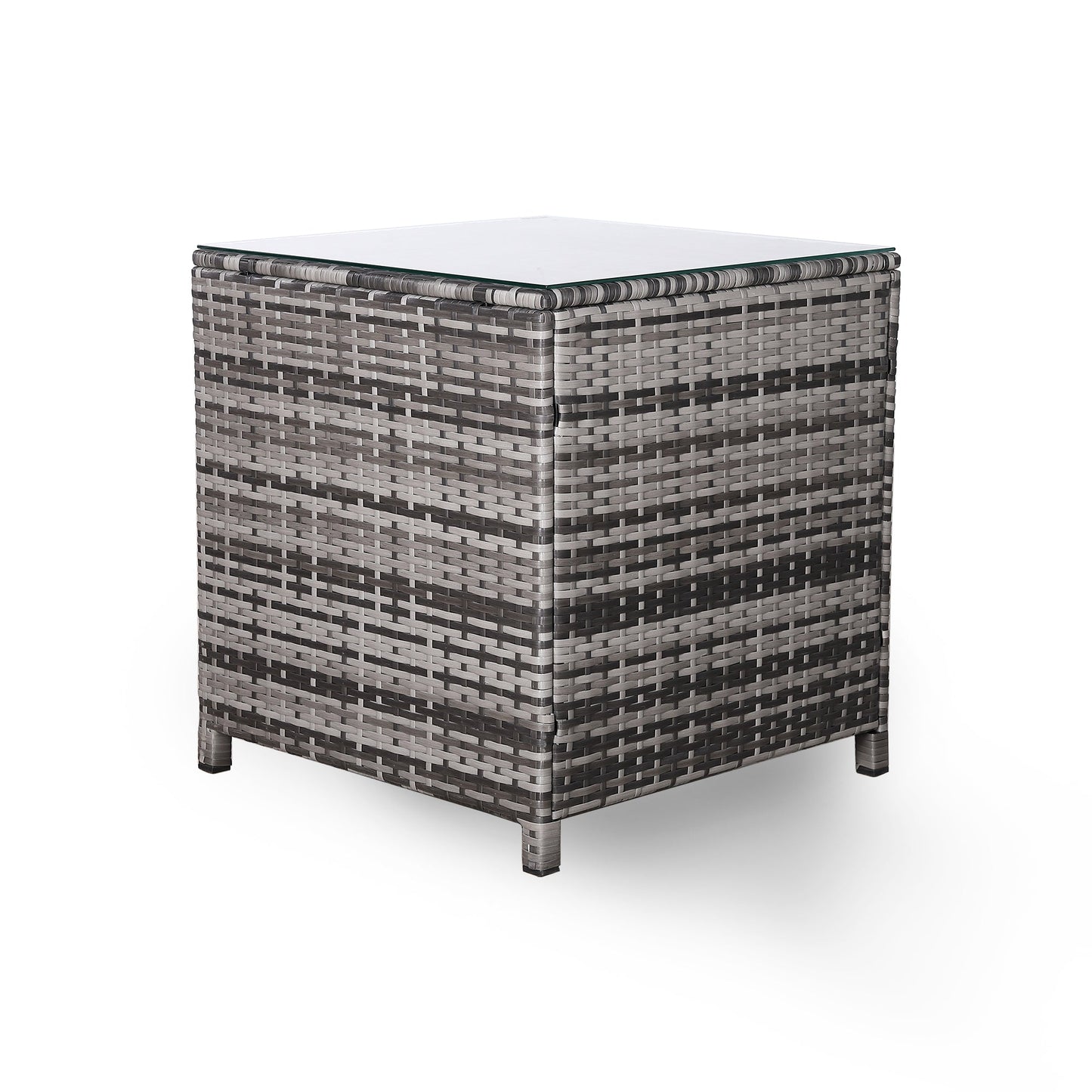 Due in 02/05/25  Modern Range Square High Side Table in Grey Rattan