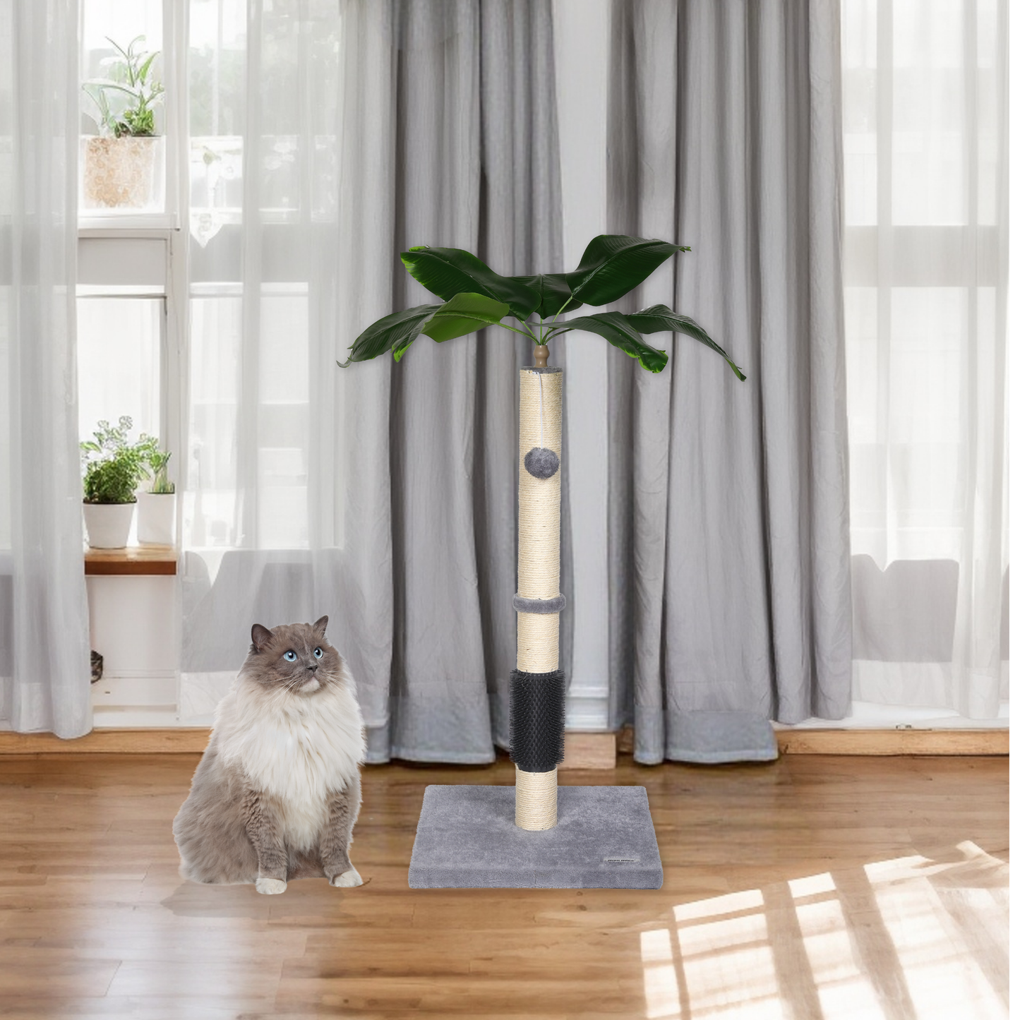 Ultralark  Cat Scratching Post, 80cm Kitten Scratching Post with Premium Sisal Rope, Cute Cat Tree with Dangling and Spring Ball Toys for Indoor Small Cats(Bird of Paradise)