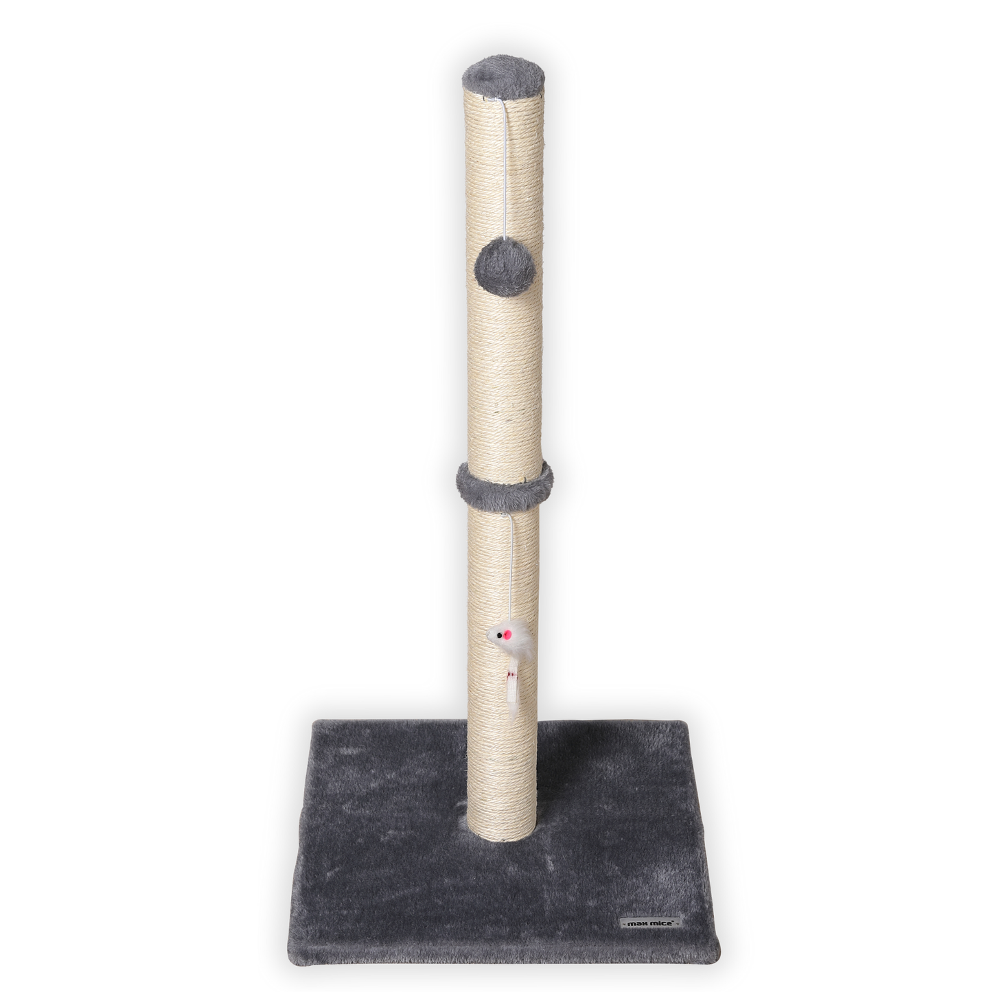 Ultralark Cat Scratching Post – Tall Sisal Scratch Tower with Hanging Ball & Mouse, Sturdy Base for Kittens & Adult Cats (Grey)