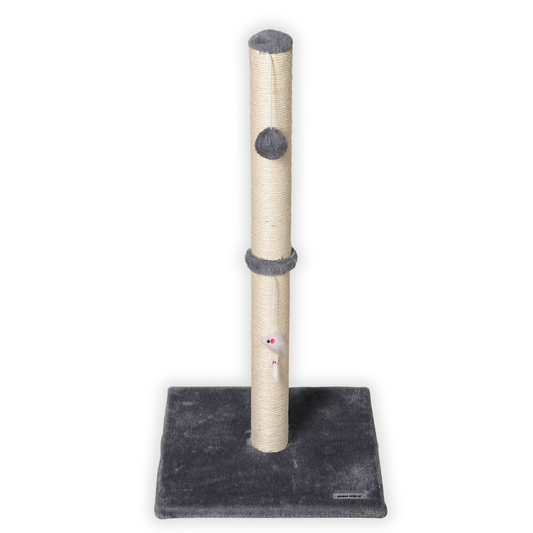 Ultralark Cat Scratching Post – Tall Sisal Scratch Tower with Hanging Ball & Mouse, Sturdy Base for Kittens & Adult Cats (Grey)