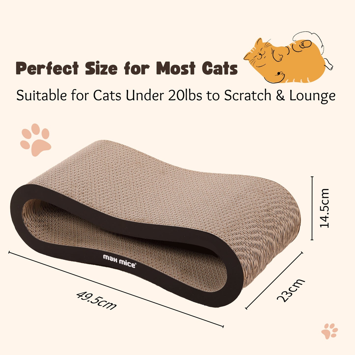 Ultralark Ultimate Cat Scratcher Lounge Bed，8-Shape Design，Superior Cardboard & Construction，Indoor Durable Cat Furniture for Scratch and Rest