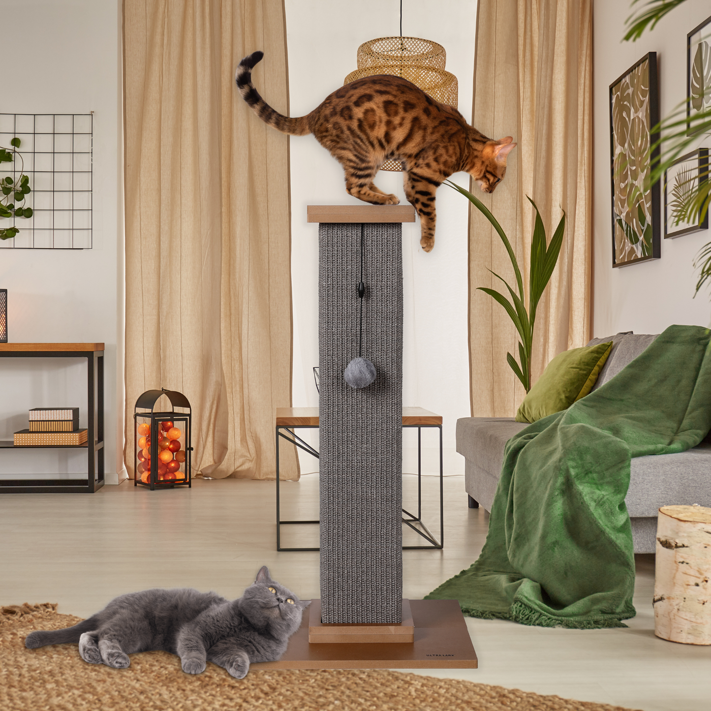 Ultralark Ultimate Heavy Duty Cat Scratching Post, Large Vertical Roman Column with Durable, Wear-Resistant gisal for Endless Scratching Enioyment(	Grey)