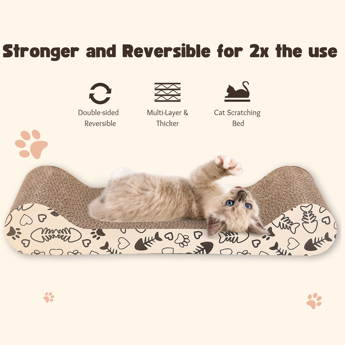 Ultralark scratching board For Natural Claw Care，Durable Bone-Shaped Cat Scratcher, High-Density Corrugated Cardboard – Non-Shedding Scratch Pad for Indoor Cats