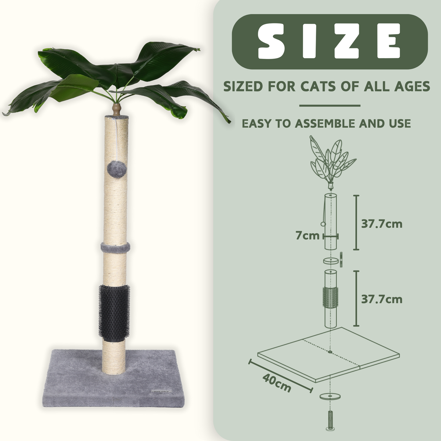 Ultralark  Cat Scratching Post, 80cm Kitten Scratching Post with Premium Sisal Rope, Cute Cat Tree with Dangling and Spring Ball Toys for Indoor Small Cats(Bird of Paradise)