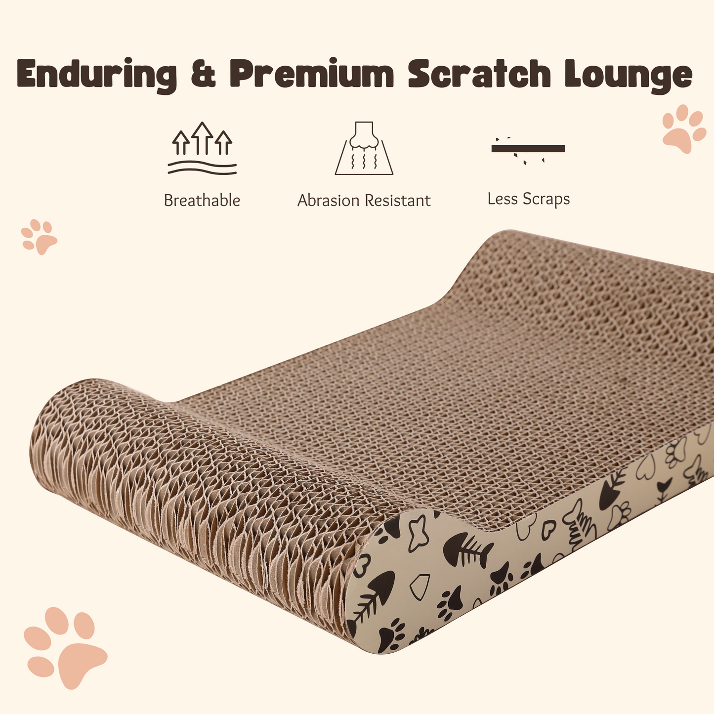 Ultralark scratching board For Natural Claw Care，Durable Bone-Shaped Cat Scratcher, High-Density Corrugated Cardboard – Non-Shedding Scratch Pad for Indoor Cats