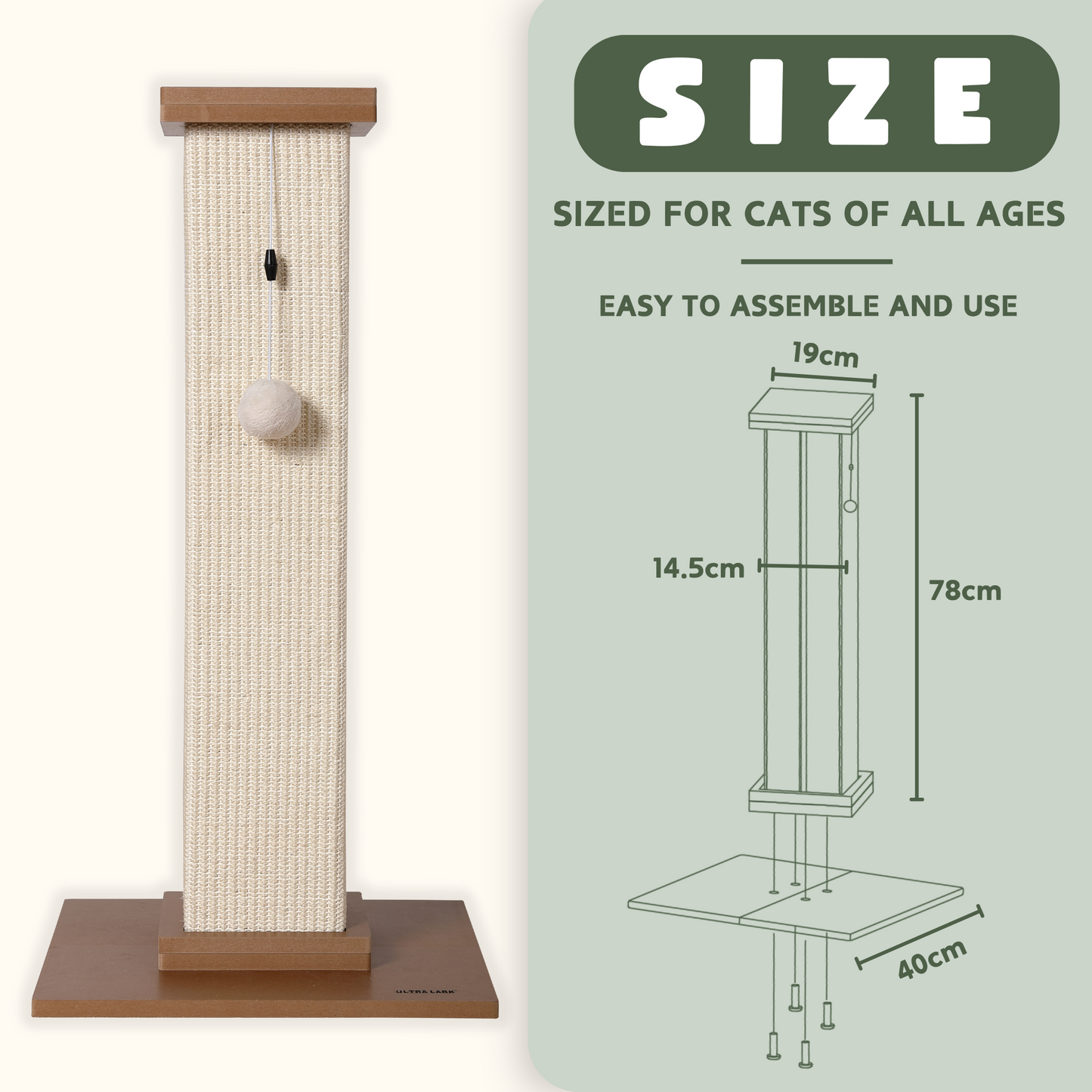 Ultralark Ultimate Heavy Duty Cat Scratching Post, Large Vertical Roman Column with Durable, Wear-Resistant gisal for Endless Scratching Enioyment(White)