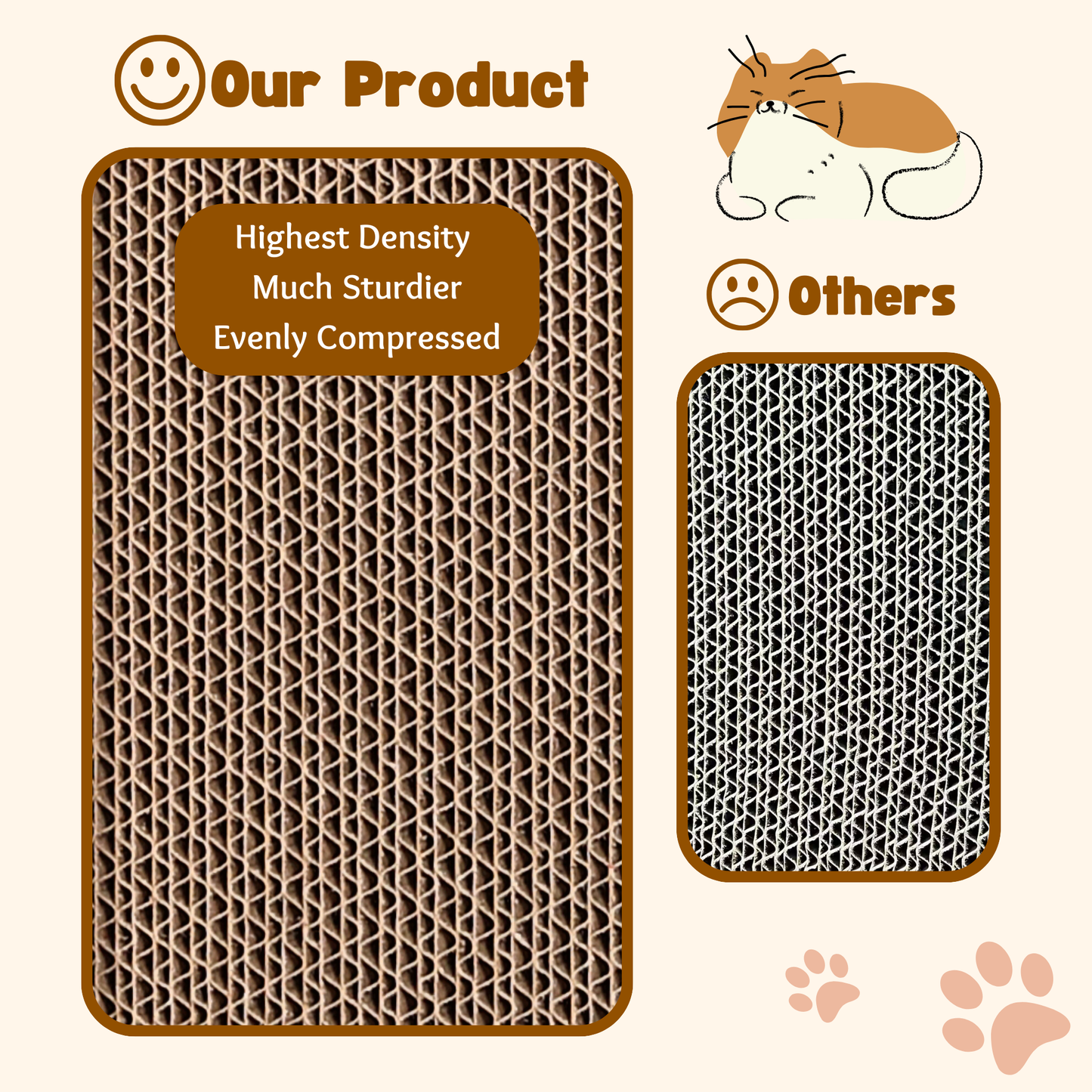 Ultralark Cat Scratching Boards – Cardboard Cat Scratcher Pack of 3, Cat Scratchers for Indoor Cats, Durable Cat Lounger – 42 * 28 * 2.5cm