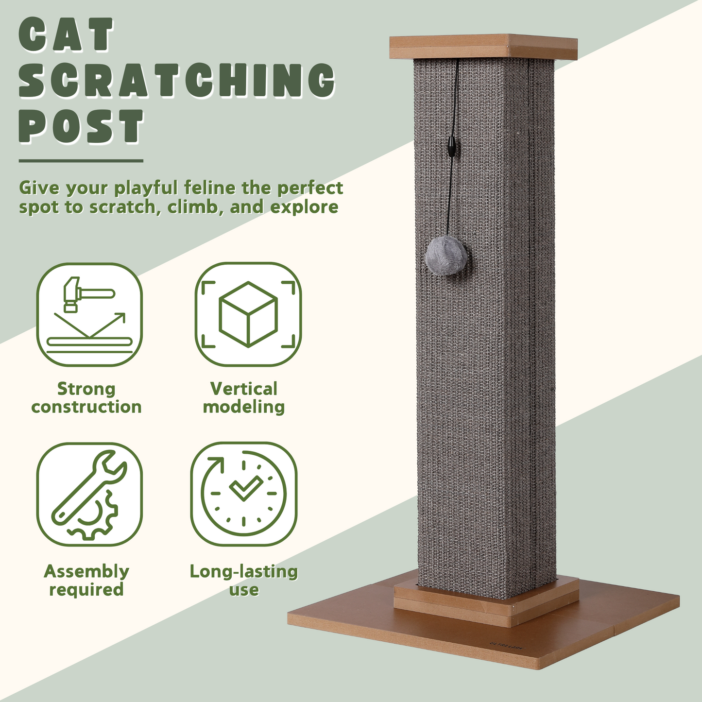 Ultralark Ultimate Heavy Duty Cat Scratching Post, Large Vertical Roman Column with Durable, Wear-Resistant gisal for Endless Scratching Enioyment(	Grey)