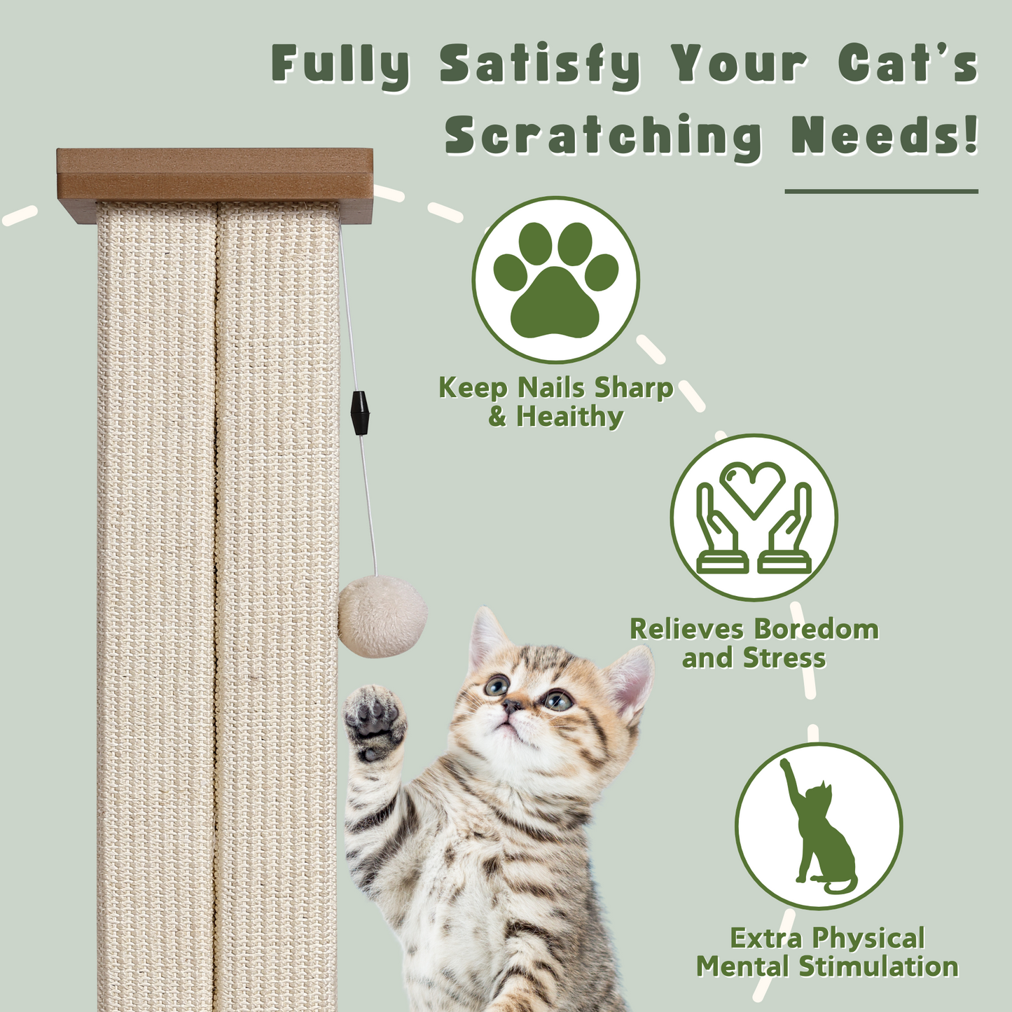Ultralark Ultimate Heavy Duty Cat Scratching Post, Large Vertical Roman Column with Durable, Wear-Resistant gisal for Endless Scratching Enioyment(White)