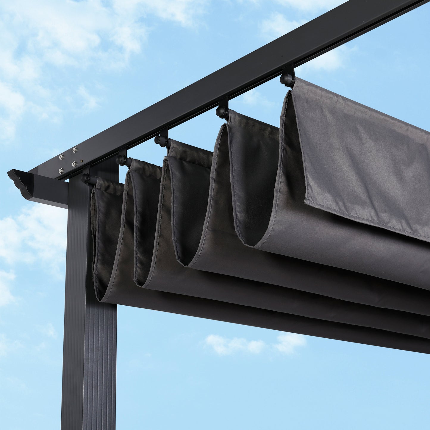 Rattan Park 3 X 4M Aluminium Pergola With Retractable Grey Roof, Large Garden Pergola for BBQ, Outdoor and patio, in Charcoal