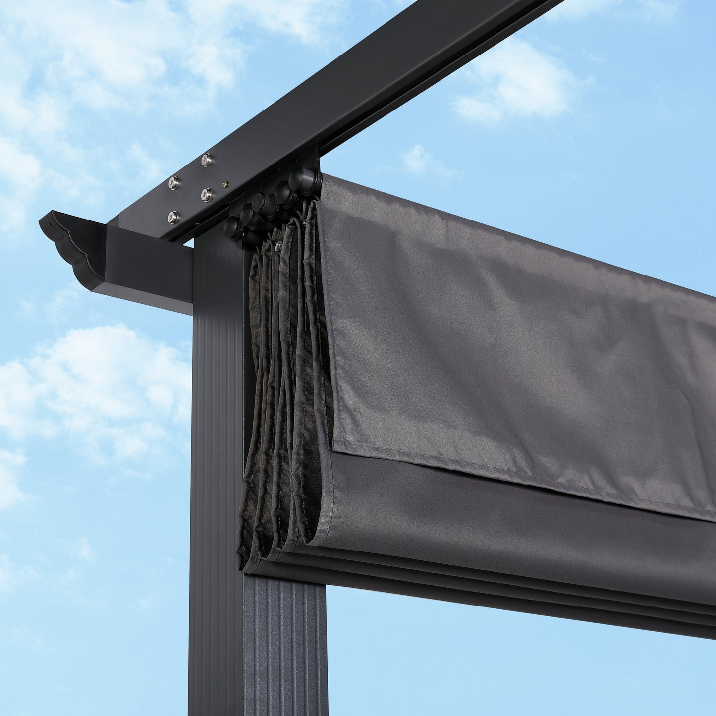 Rattan Park 3 X 4M Aluminium Pergola With Retractable Grey Roof, Large Garden Pergola for BBQ, Outdoor and patio, in Charcoal
