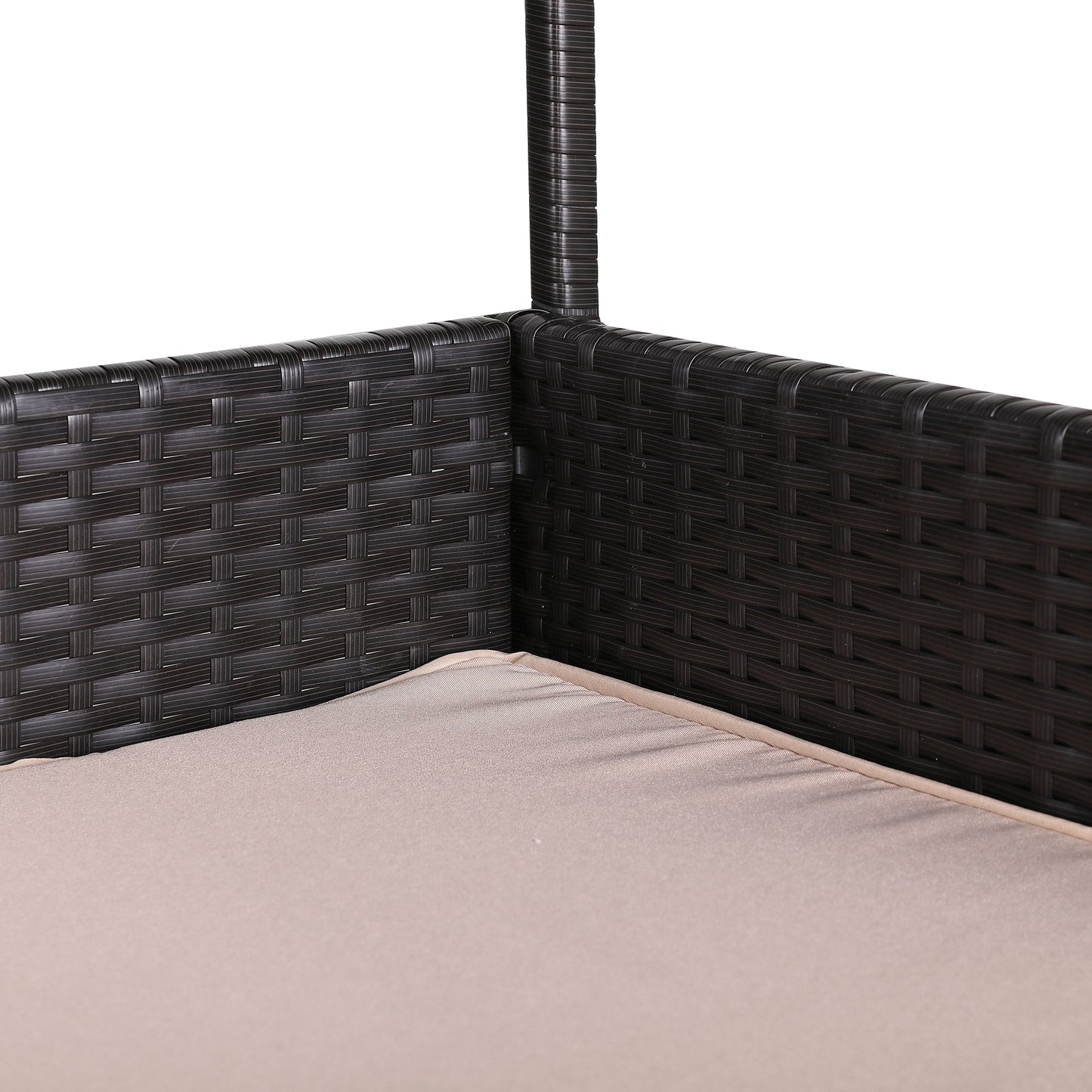 Ultralark Wicker Raised Dog House / Raised Rattan Dog Bed for Indoor/Outdoor with Weatherproof Roof and Removable Cushion Lounge in Brown Weave(Large)