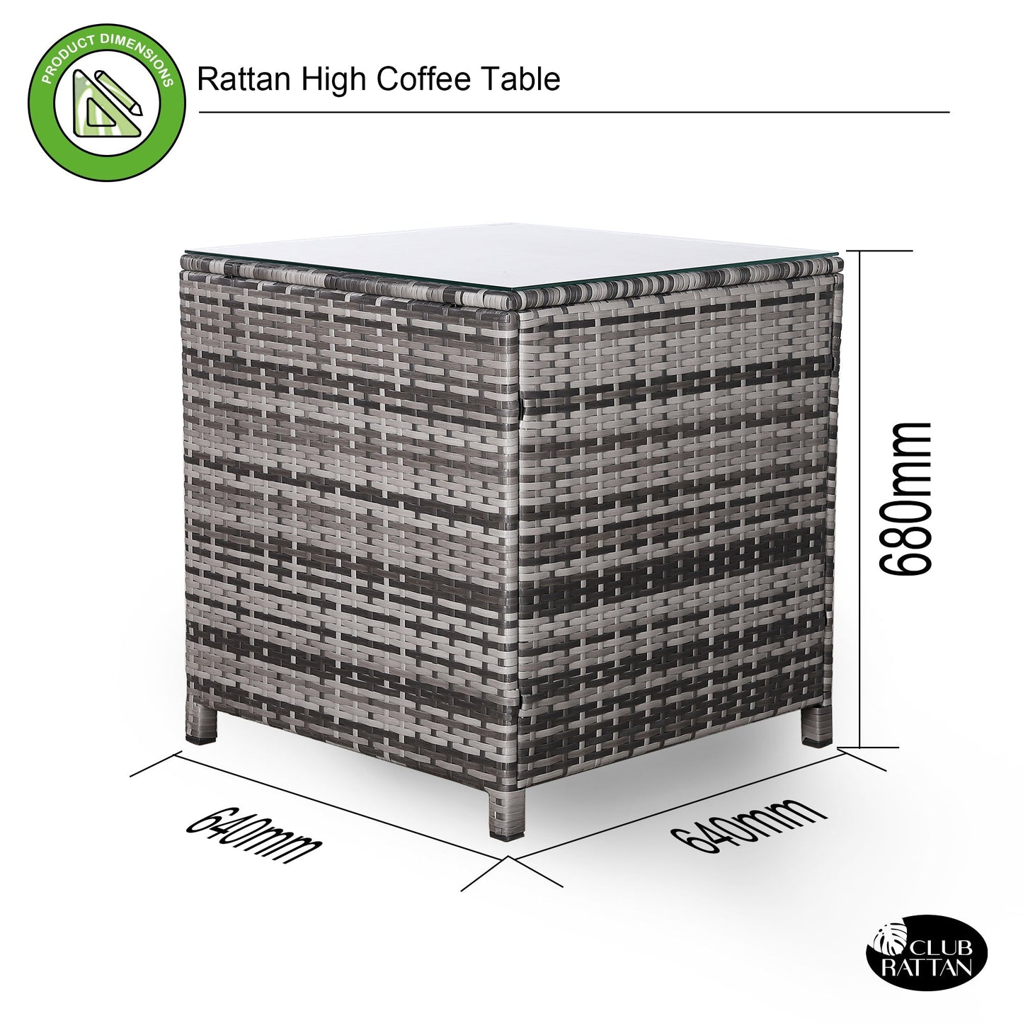 Due in 02/05/25  Modern Range Square High Side Table in Grey Rattan