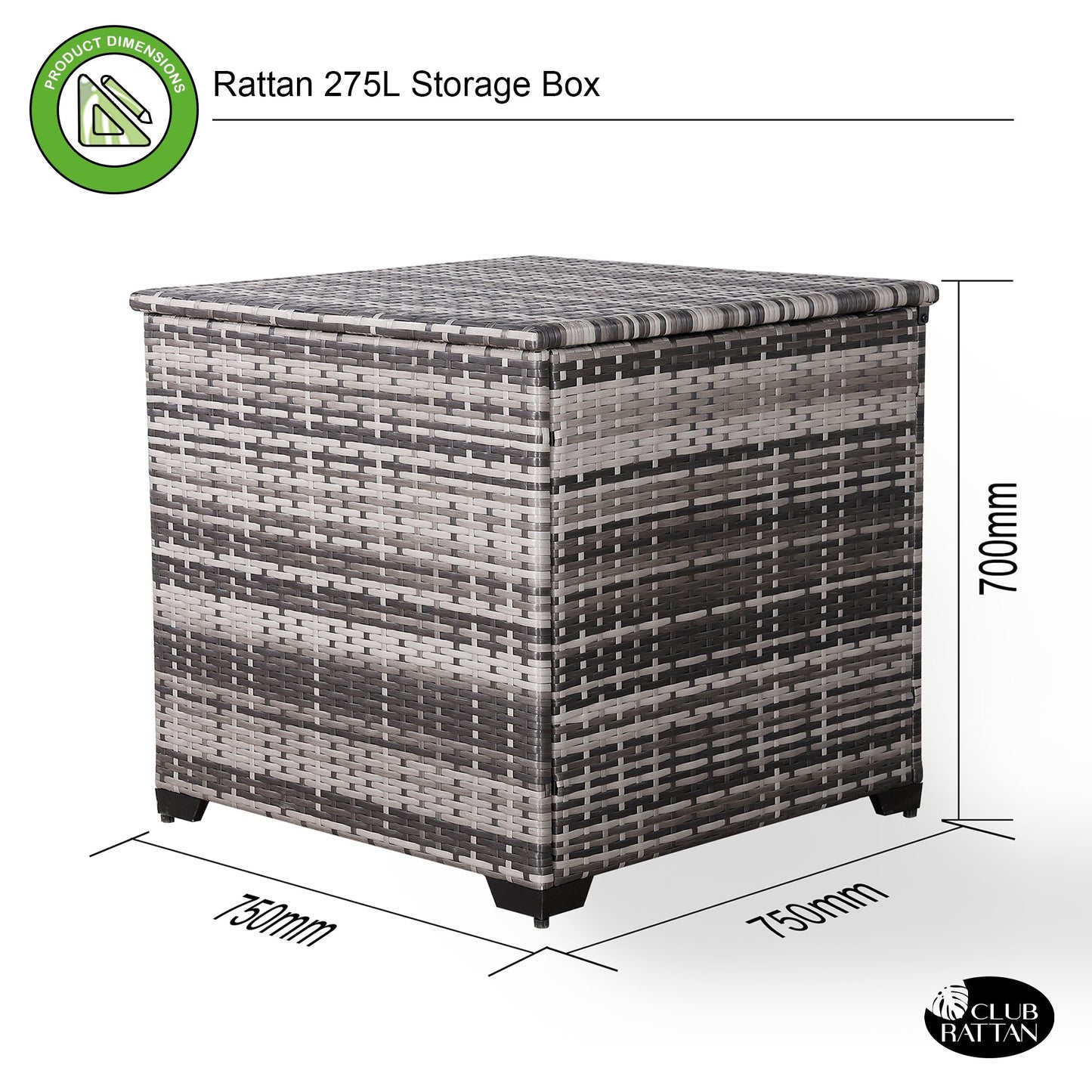 Due in 02/05/25  Modern Range Square Storage Box  in Grey Rattan